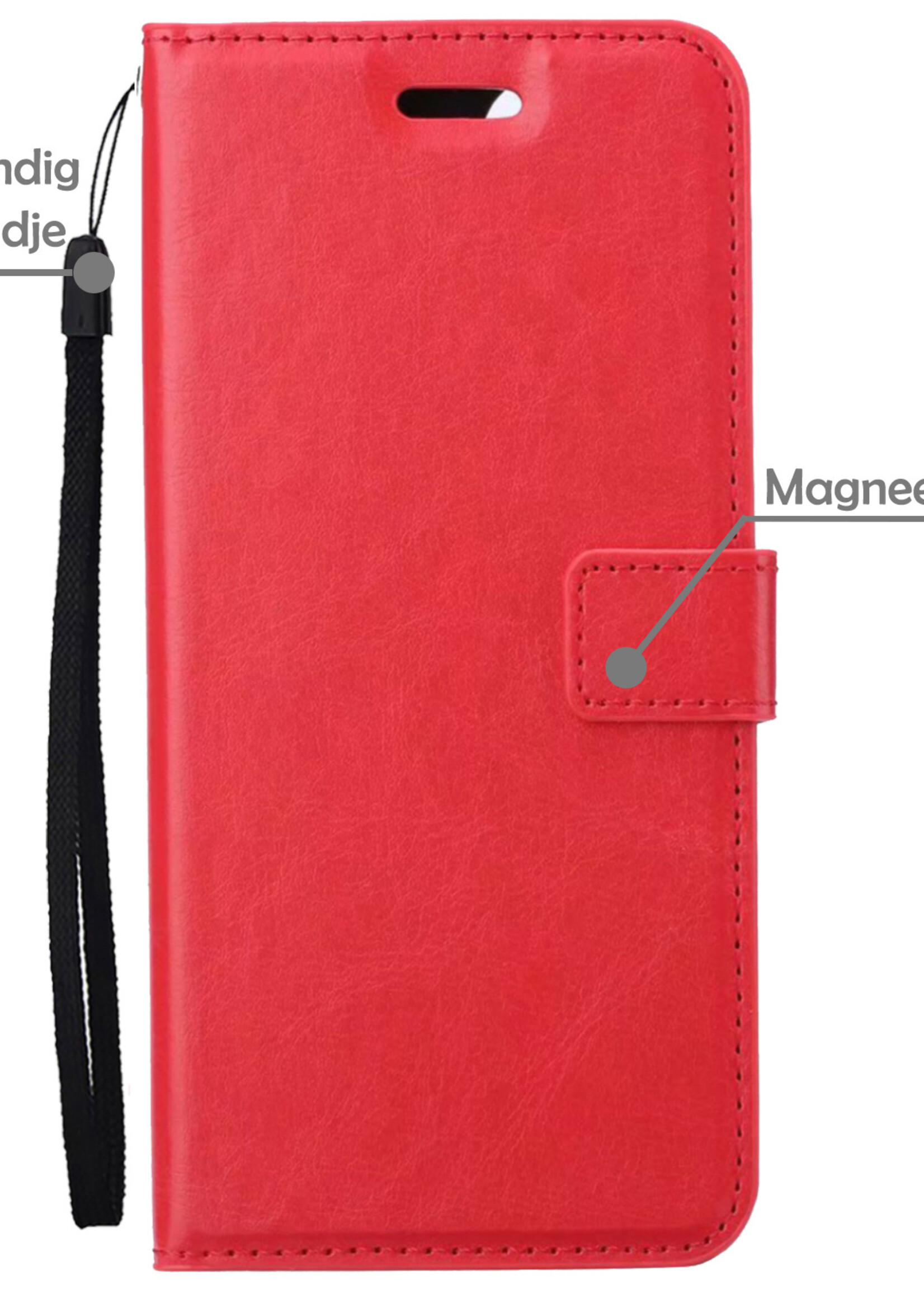 LUQ Hoesje Geschikt voor Samsung A33 Hoesje Book Case Hoes Wallet Cover Met Screenprotector - Hoes Geschikt voor Samsung Galaxy A33 Hoesje Bookcase Hoes - Rood