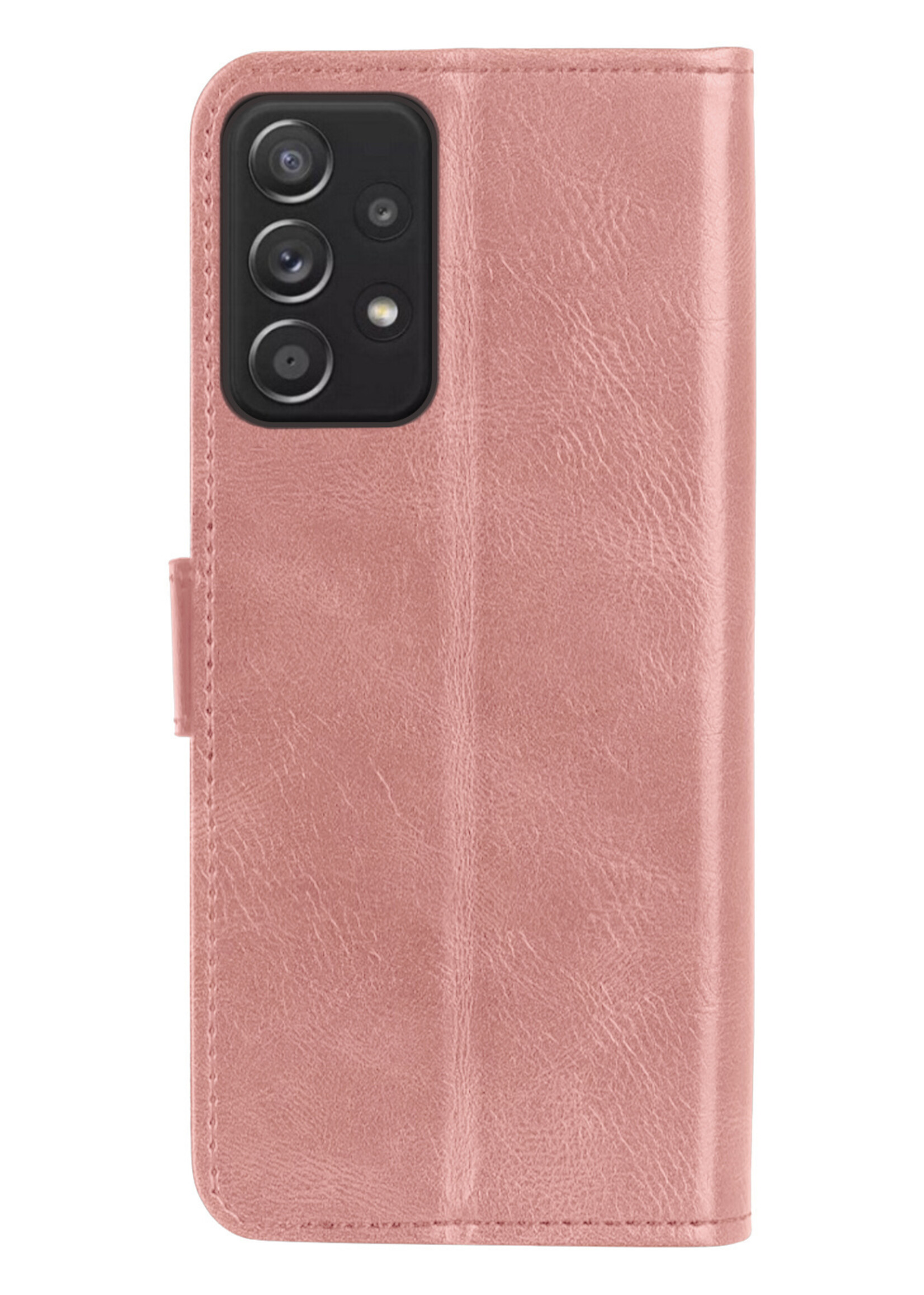 LUQ Hoesje Geschikt voor Samsung A33 Hoesje Book Case Hoes Wallet Cover Met Screenprotector - Hoes Geschikt voor Samsung Galaxy A33 Hoesje Bookcase Hoes - Rosé goud