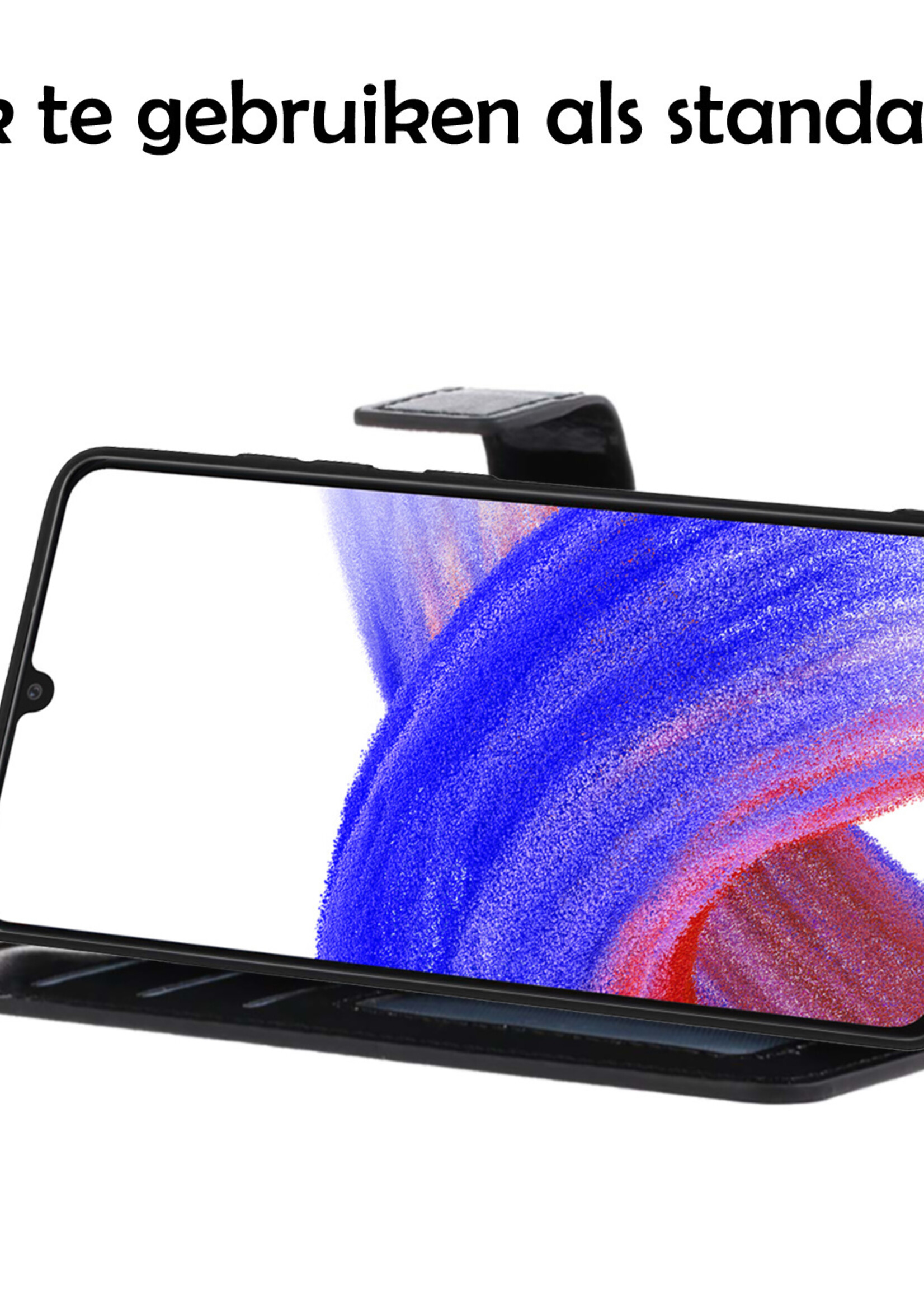 LUQ Hoesje Geschikt voor Samsung A33 Hoesje Book Case Hoes Wallet Cover Met Screenprotector - Hoes Geschikt voor Samsung Galaxy A33 Hoesje Bookcase Hoes - Zwart