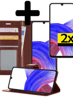 LUQ LUQ Samsung Galaxy A33 Hoesje Bookcase Bruin Met 2x Screenprotector