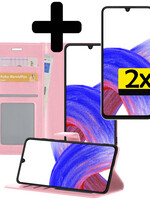 LUQ LUQ Samsung Galaxy A33 Hoesje Bookcase Lichtroze Met 2x Screenprotector