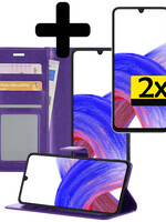 LUQ LUQ Samsung Galaxy A33 Hoesje Bookcase Paars Met 2x Screenprotector