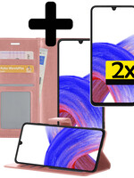 LUQ LUQ Samsung Galaxy A33 Hoesje Bookcase Rose goud Met 2x Screenprotector