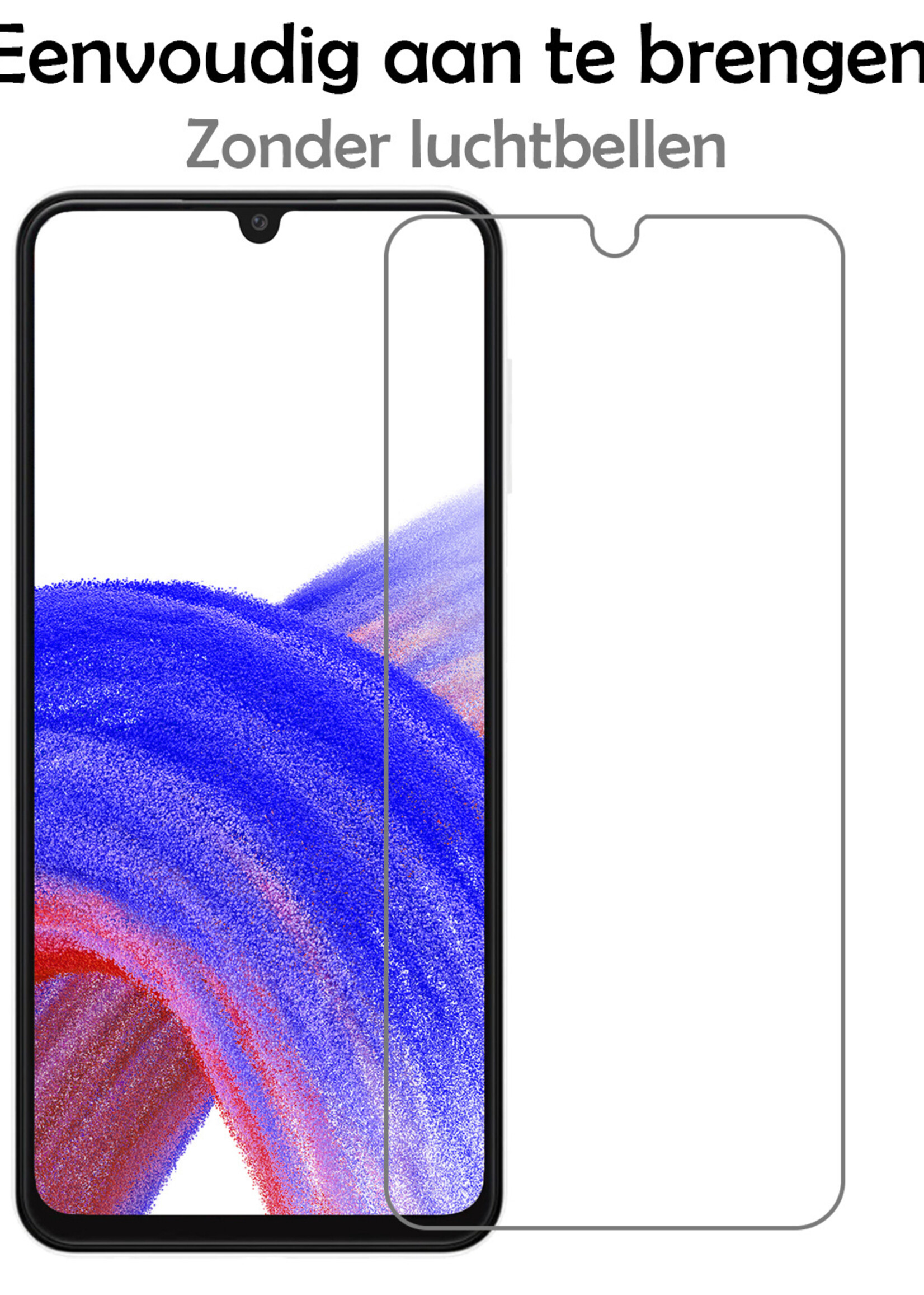 LUQ Hoesje Geschikt voor Samsung A33 Hoesje Book Case Hoes Wallet Cover Met 2x Screenprotector - Hoes Geschikt voor Samsung Galaxy A33 Hoesje Bookcase Hoes - Zwart