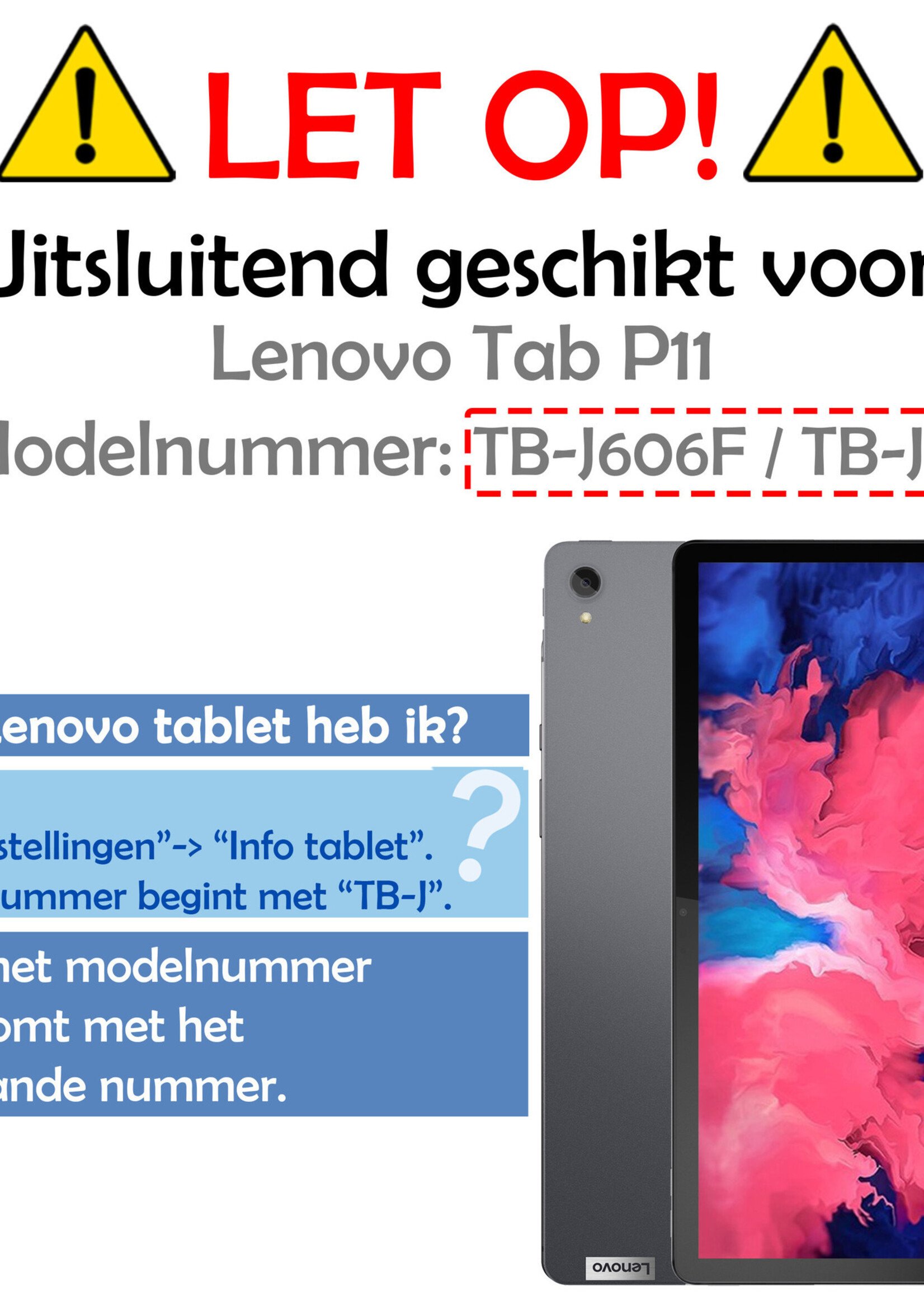 LUQ Hoes Geschikt voor Lenovo Tab P11 Hoes Luxe Hoesje Book Case Met Screenprotector - Hoesje Geschikt voor Lenovo Tab P11 Hoes Cover - Bloesem
