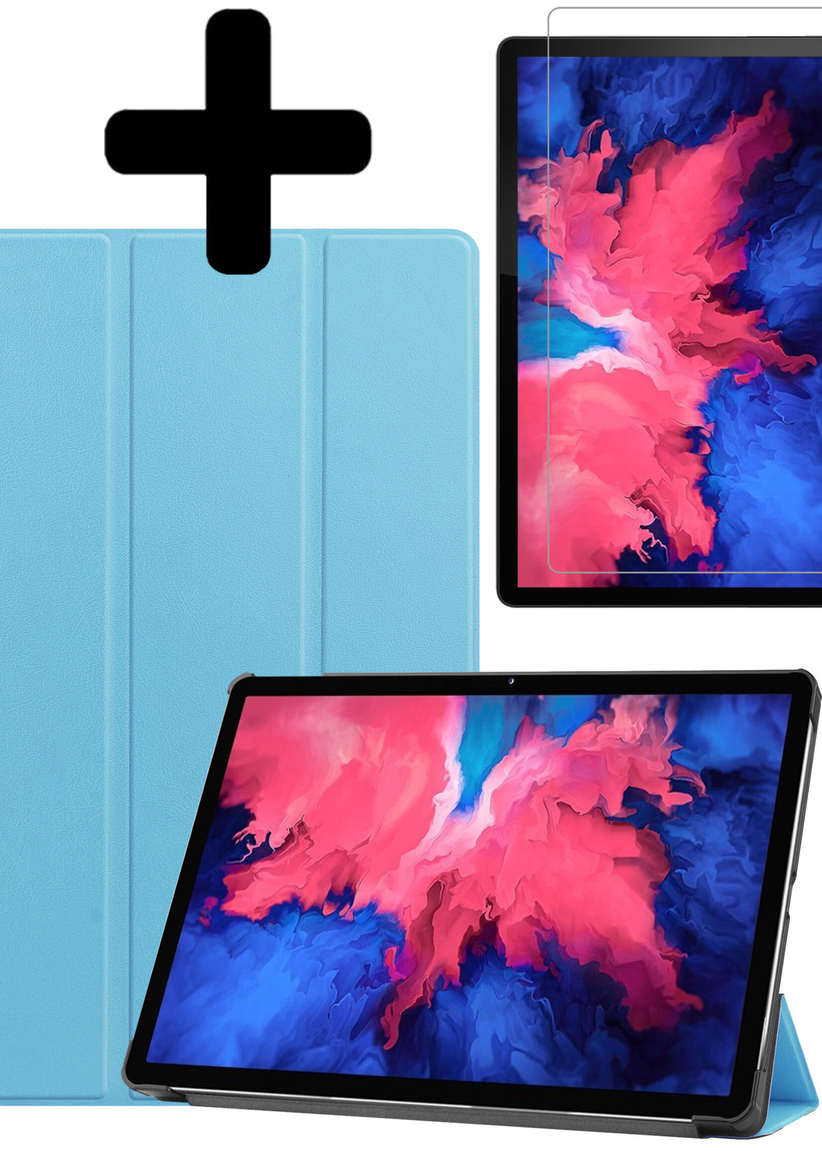 LUQ Hoes Geschikt voor Lenovo Tab P11 Hoes Luxe Hoesje Book Case Met Screenprotector - Hoesje Geschikt voor Lenovo Tab P11 Hoes Cover - Lichtblauw