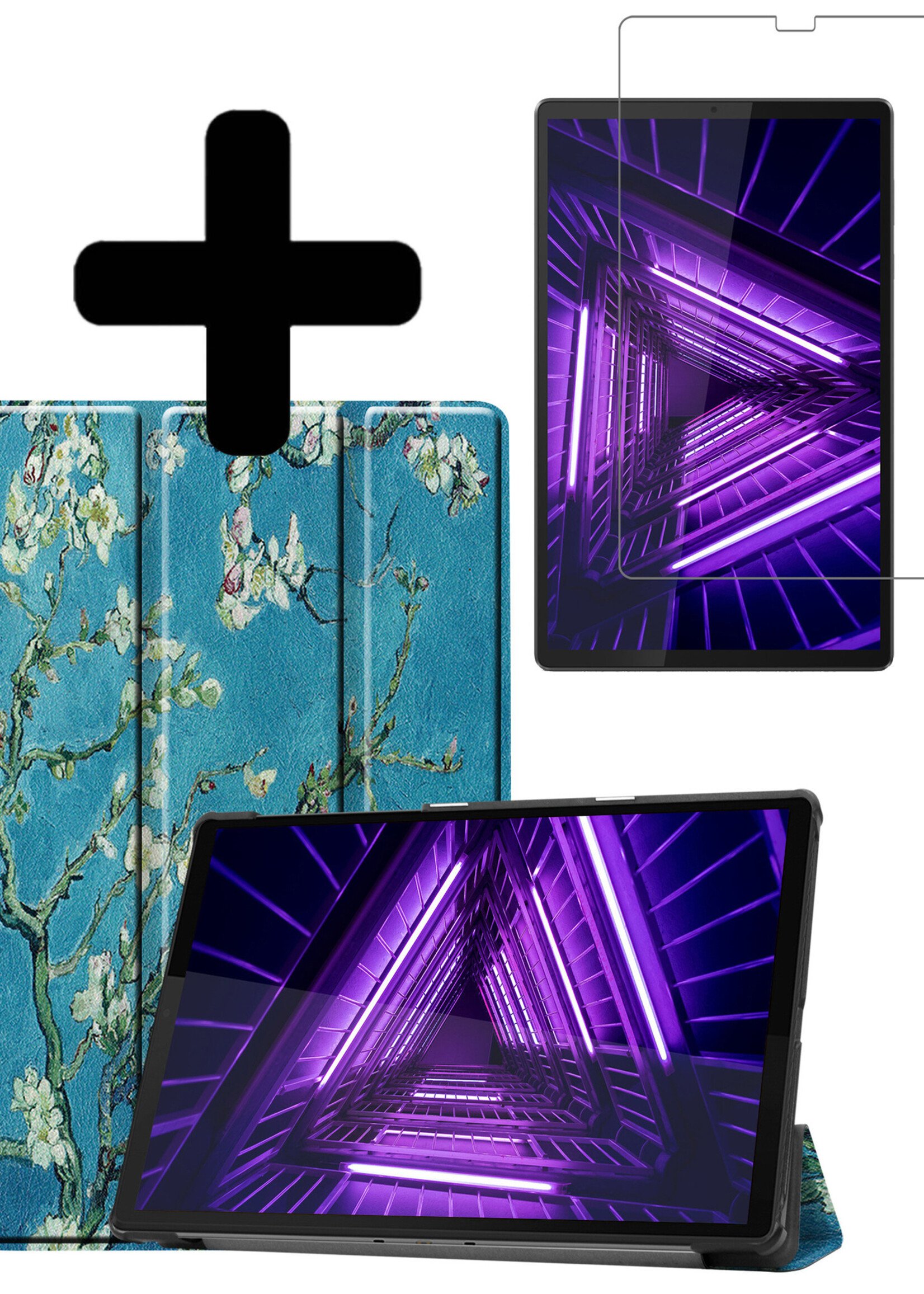 LUQ Hoes Geschikt voor Lenovo Tab M10 FHD Plus 2nd Gen Hoes Luxe Hoesje Book Case Met Screenprotector - Hoesje Geschikt voor Lenovo Tab M10 FHD Plus (2e Gen) Hoes Cover - Bloesem