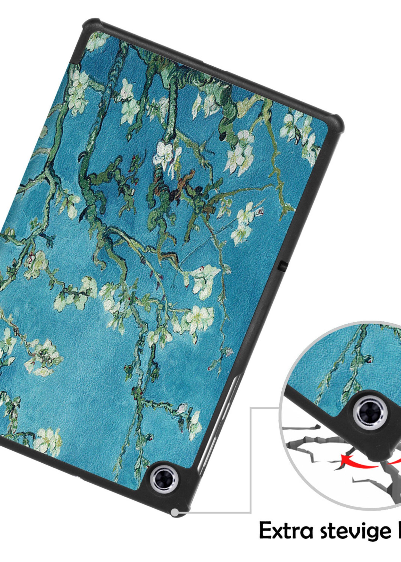 LUQ Hoes Geschikt voor Lenovo Tab M10 FHD Plus 2nd Gen Hoes Luxe Hoesje Book Case Met Screenprotector - Hoesje Geschikt voor Lenovo Tab M10 FHD Plus (2e Gen) Hoes Cover - Bloesem