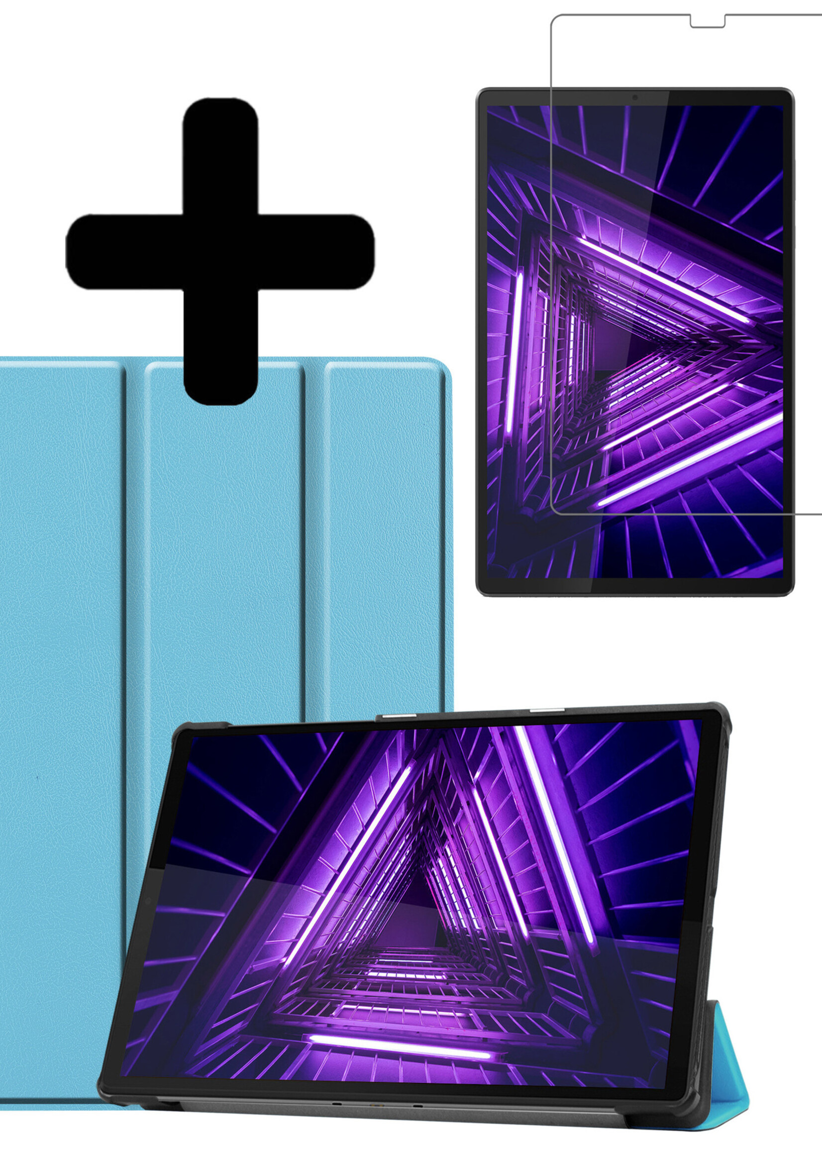 LUQ Hoes Geschikt voor Lenovo Tab M10 FHD Plus 2nd Gen Hoes Luxe Hoesje Book Case Met Screenprotector - Hoesje Geschikt voor Lenovo Tab M10 FHD Plus (2e Gen) Hoes Cover - Lichtblauw