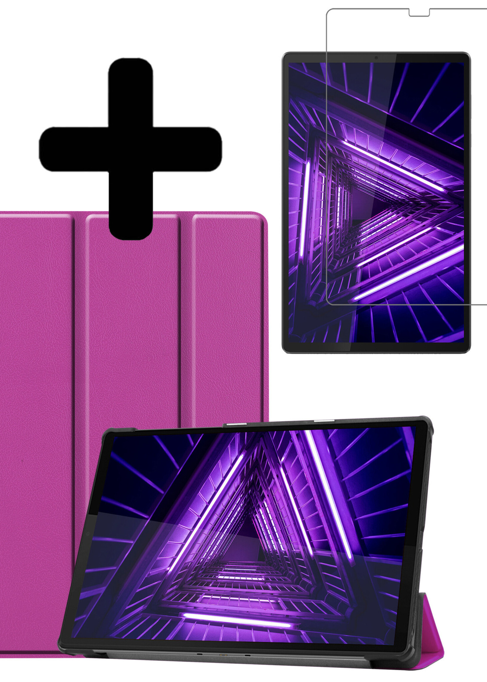LUQ Hoes Geschikt voor Lenovo Tab M10 FHD Plus 2nd Gen Hoes Luxe Hoesje Book Case Met Screenprotector - Hoesje Geschikt voor Lenovo Tab M10 FHD Plus (2e Gen) Hoes Cover - Paars