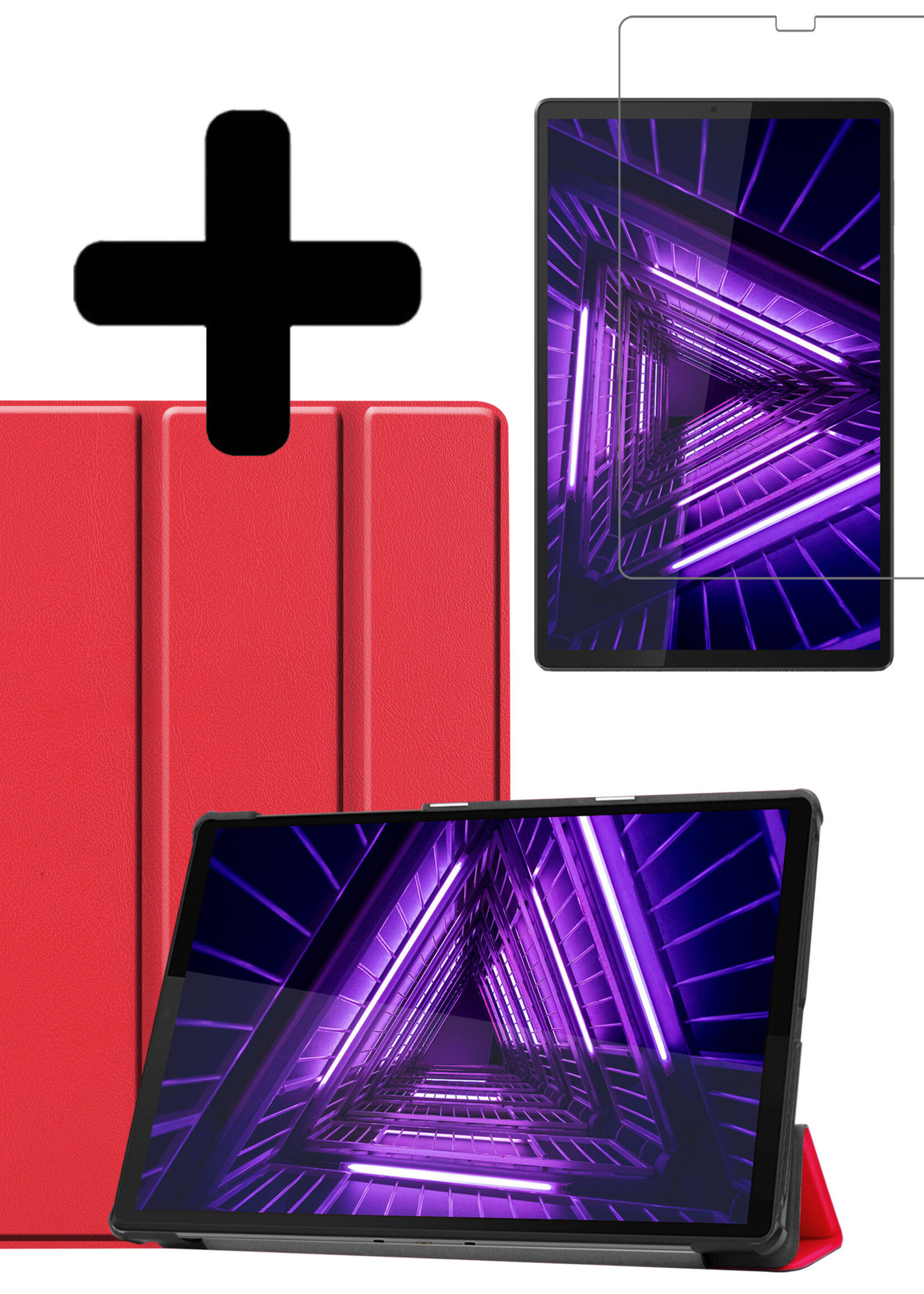 LUQ Hoes Geschikt voor Lenovo Tab M10 FHD Plus 2nd Gen Hoes Luxe Hoesje Book Case Met Screenprotector - Hoesje Geschikt voor Lenovo Tab M10 FHD Plus (2e Gen) Hoes Cover - Rood