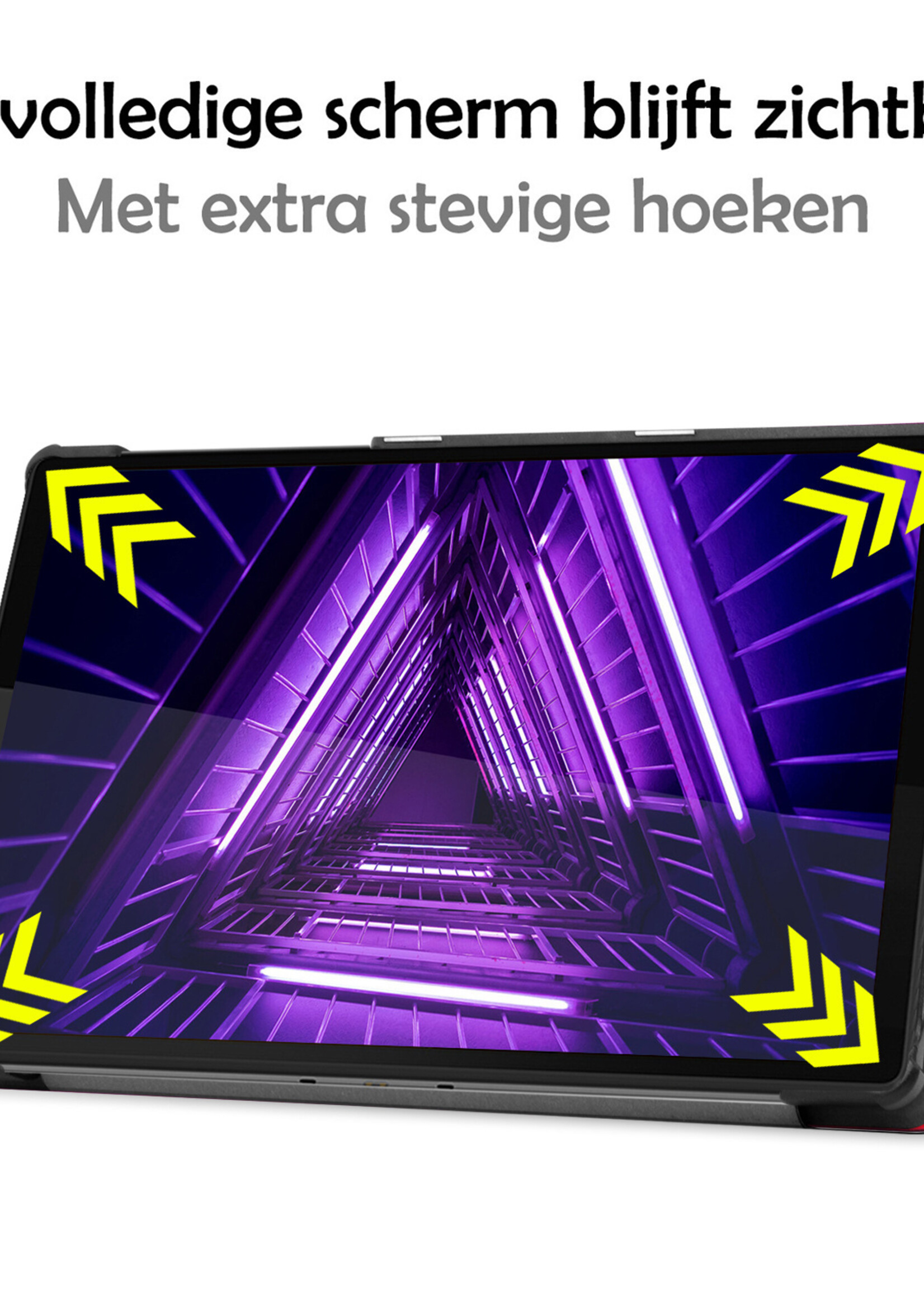 LUQ Hoes Geschikt voor Lenovo Tab M10 FHD Plus 2nd Gen Hoes Luxe Hoesje Book Case Met Screenprotector - Hoesje Geschikt voor Lenovo Tab M10 FHD Plus (2e Gen) Hoes Cover - Rood