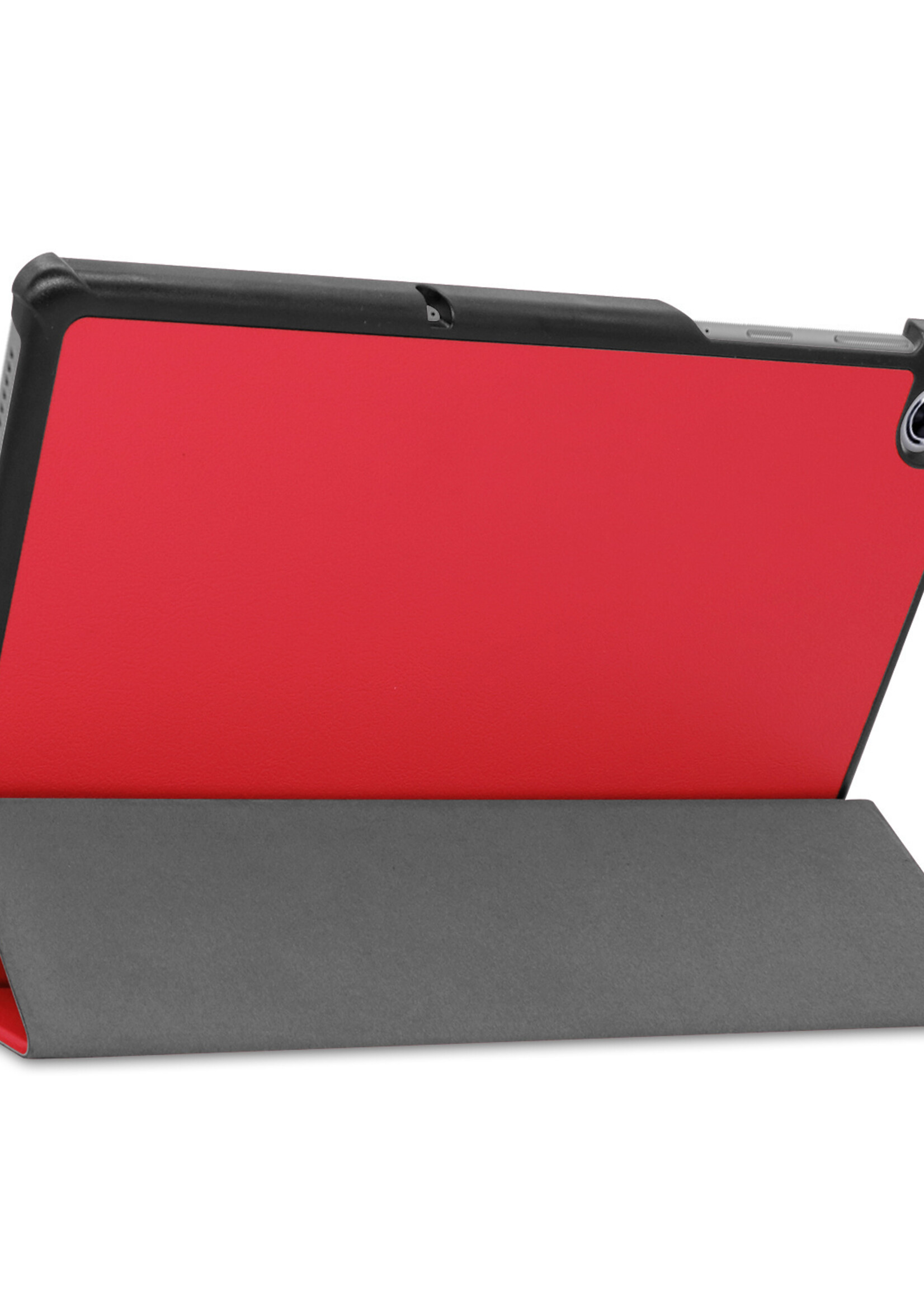 LUQ Hoes Geschikt voor Lenovo Tab M10 FHD Plus 2nd Gen Hoes Luxe Hoesje Book Case Met Screenprotector - Hoesje Geschikt voor Lenovo Tab M10 FHD Plus (2e Gen) Hoes Cover - Rood