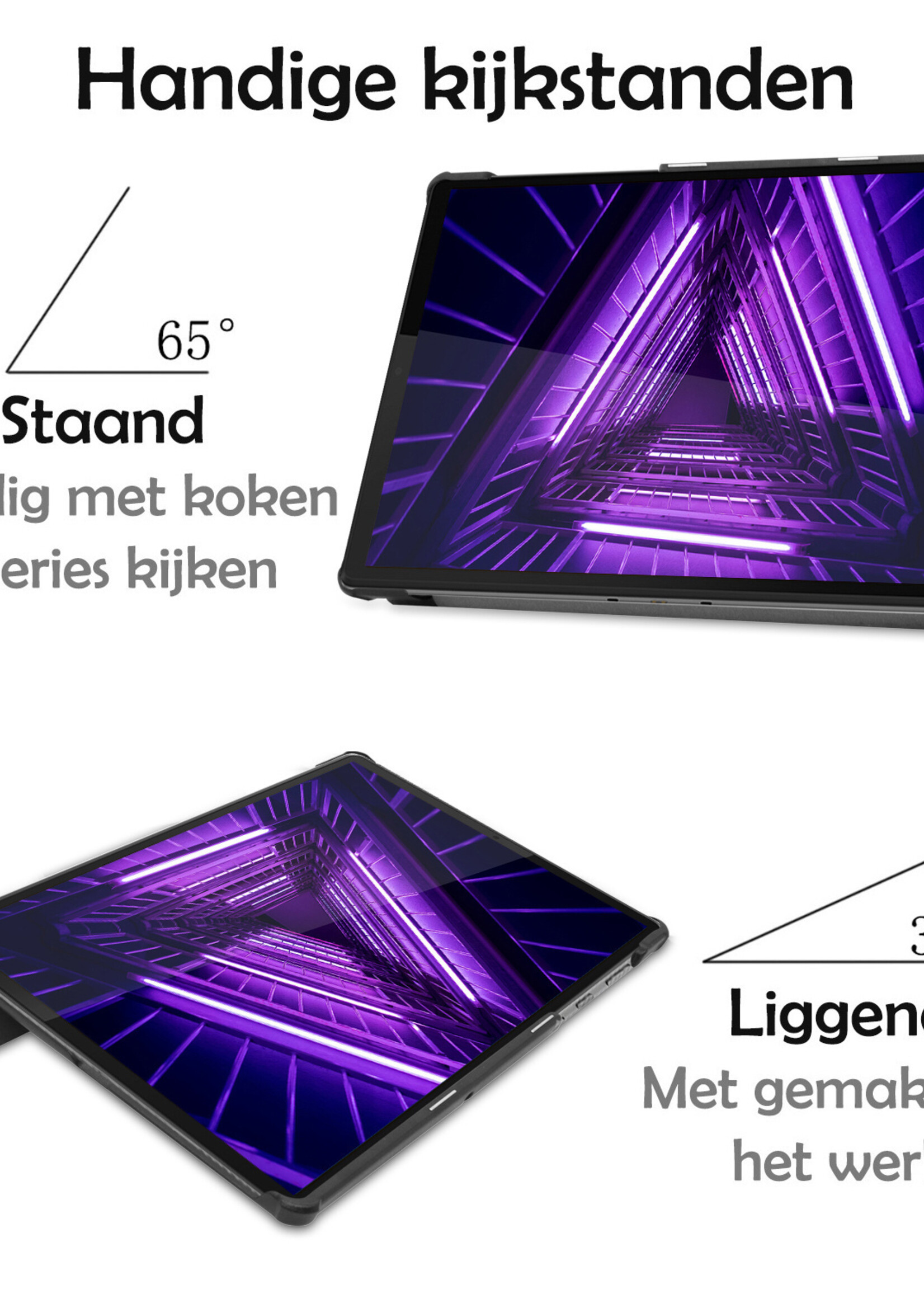 LUQ Hoes Geschikt voor Lenovo Tab M10 FHD Plus 2nd Gen Hoes Luxe Hoesje Book Case Met Screenprotector - Hoesje Geschikt voor Lenovo Tab M10 FHD Plus (2e Gen) Hoes Cover - Rosé goud