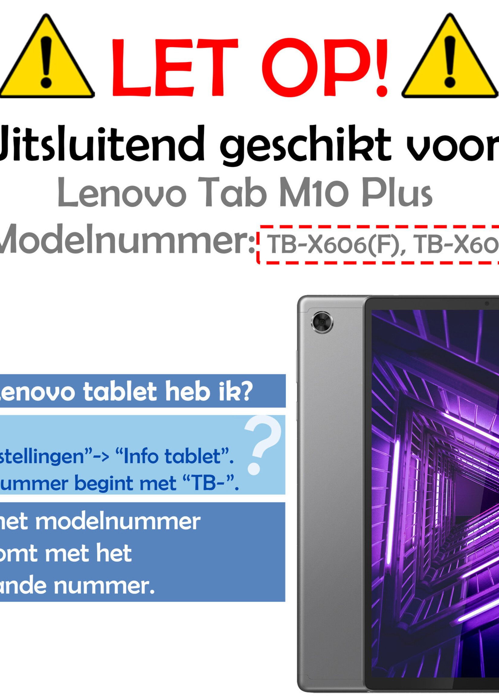 LUQ Hoes Geschikt voor Lenovo Tab M10 FHD Plus 2nd Gen Hoes Luxe Hoesje Book Case Met Screenprotector - Hoesje Geschikt voor Lenovo Tab M10 FHD Plus (2e Gen) Hoes Cover - Zwart