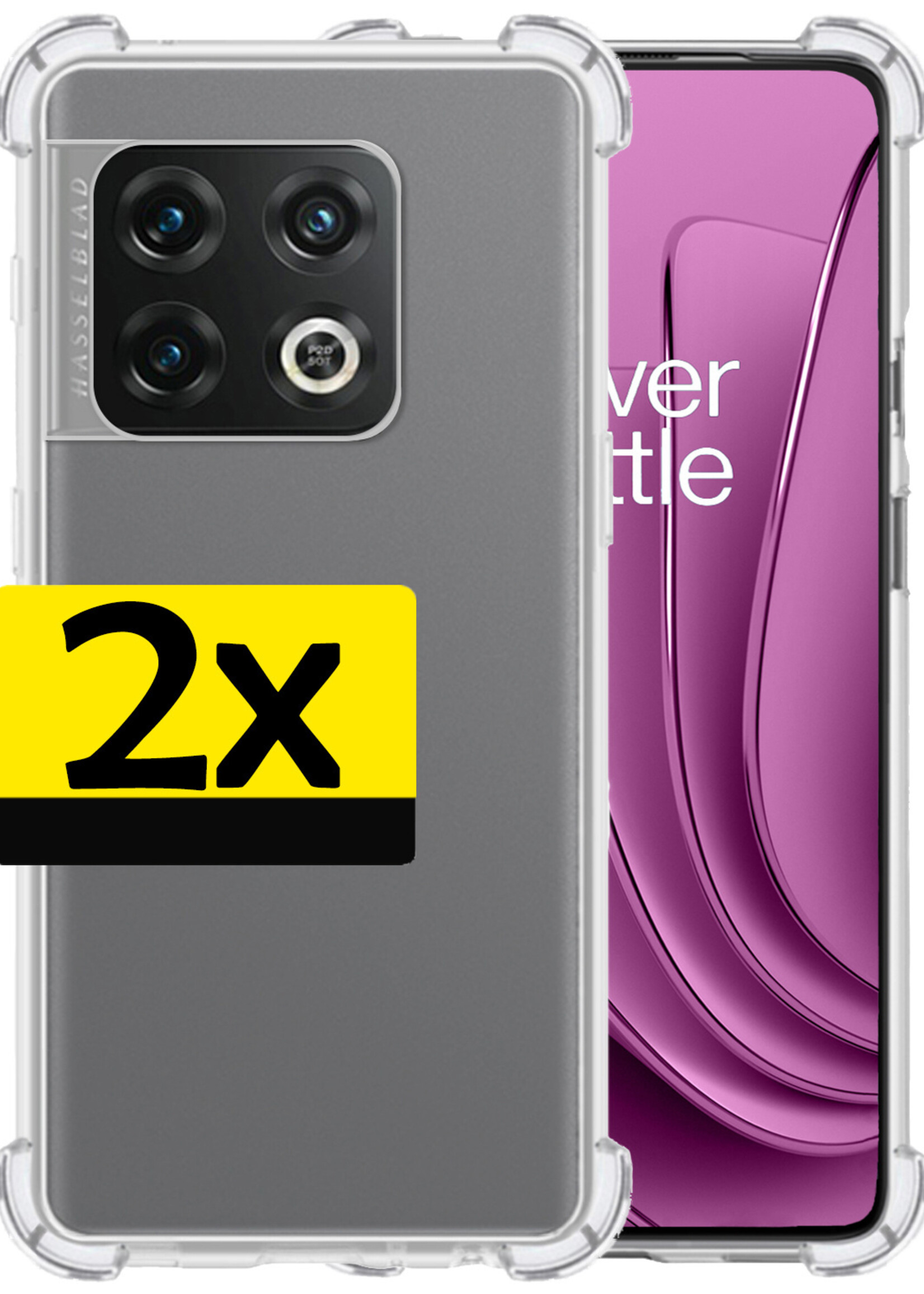 LUQ Hoesje Geschikt voor OnePlus 10 Pro Hoesje Shockproof Case Siliconen - Hoes Geschikt voor OnePlus 10 Pro Hoes Cover Siliconen - Transparant - 2 Stuks