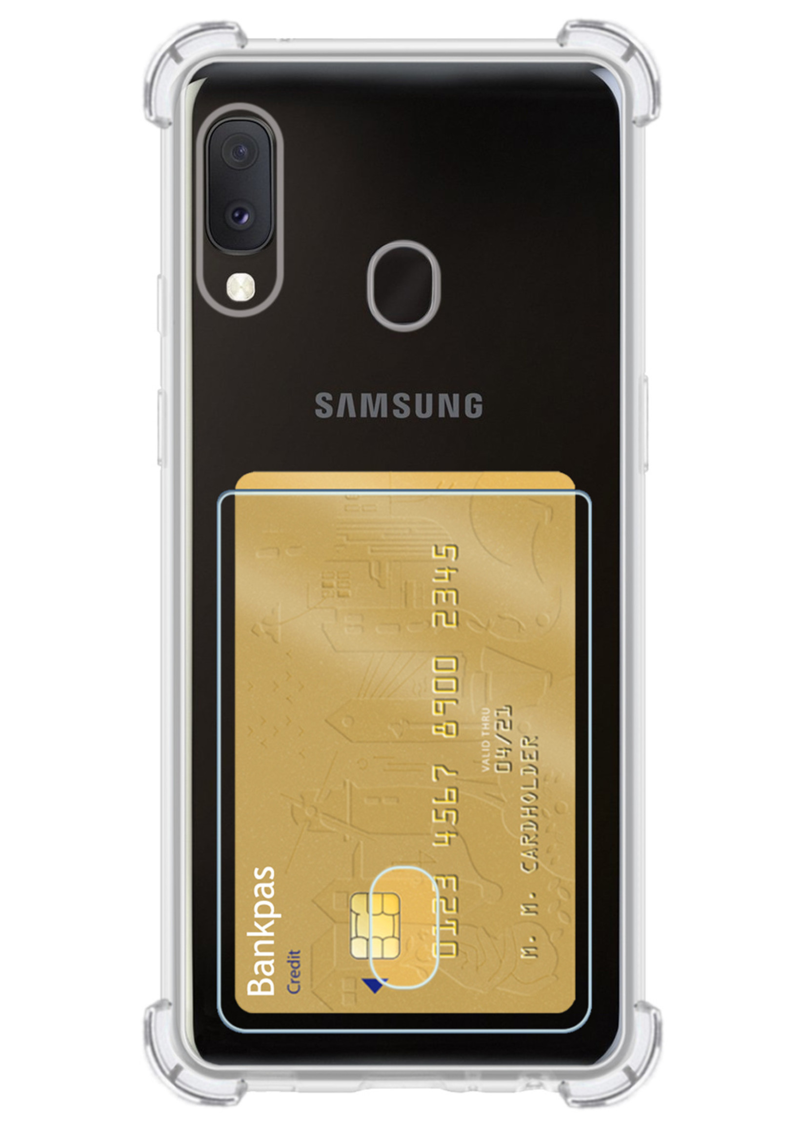 LUQ Hoesje Geschikt voor Samsung A20e Hoesje Case Pashouder Cover Siliconen - Hoes Geschikt voor Samsung Galaxy A20e Hoesje Met Kaarthouder - Transparant