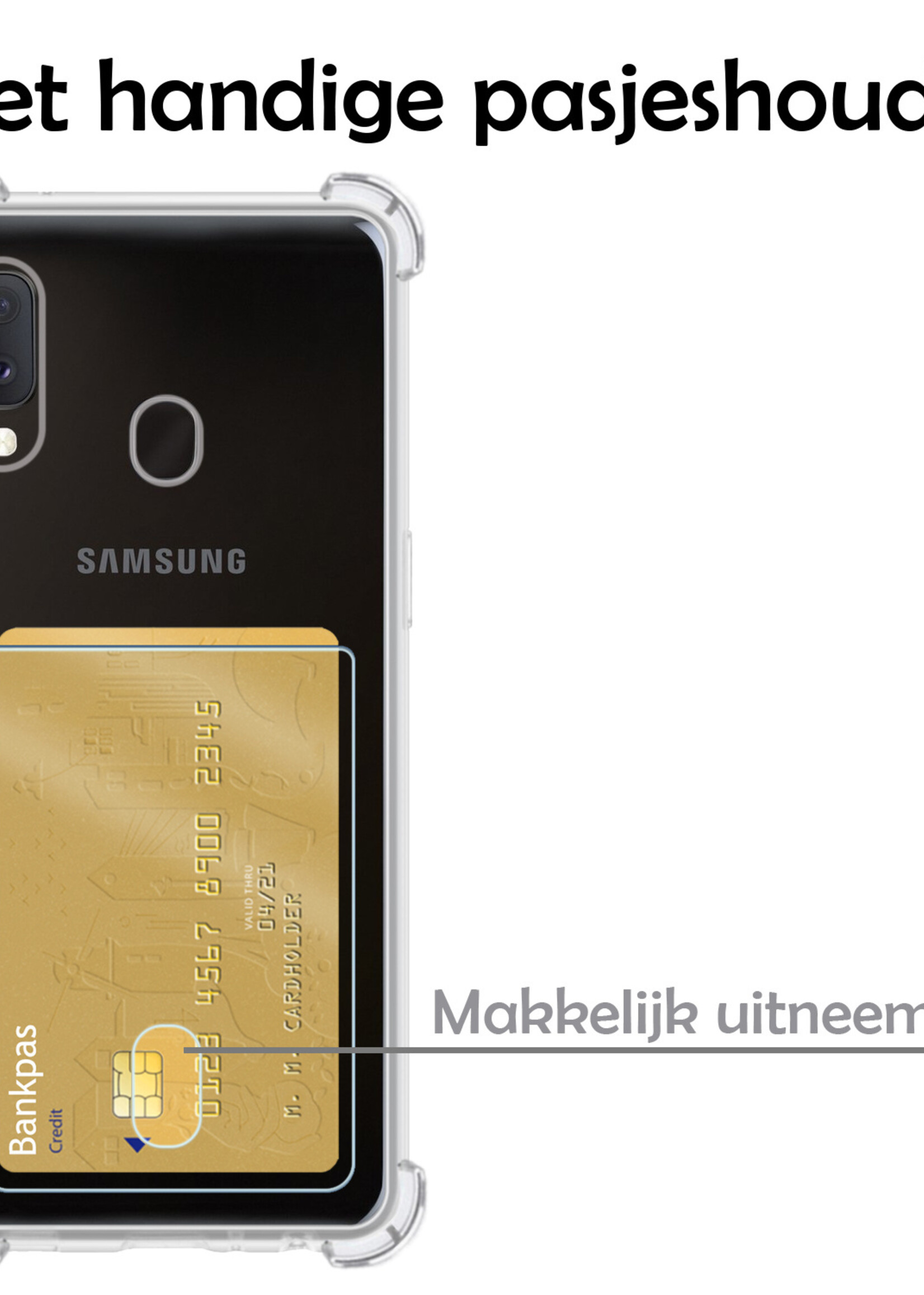 LUQ Hoesje Geschikt voor Samsung A20e Hoesje Case Pashouder Cover Siliconen - Hoes Geschikt voor Samsung Galaxy A20e Hoesje Met Kaarthouder - Transparant - 2 Stuks