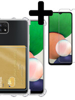 LUQ LUQ Samsung Galaxy A22 5G Hoesje Pashouder Met Screenprotector