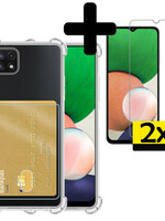 LUQ LUQ Samsung Galaxy A22 5G Hoesje Pashouder Met 2x Screenprotector