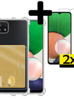 LUQ Samsung Galaxy A22 5G Hoesje Pashouder Met 2x Screenprotector