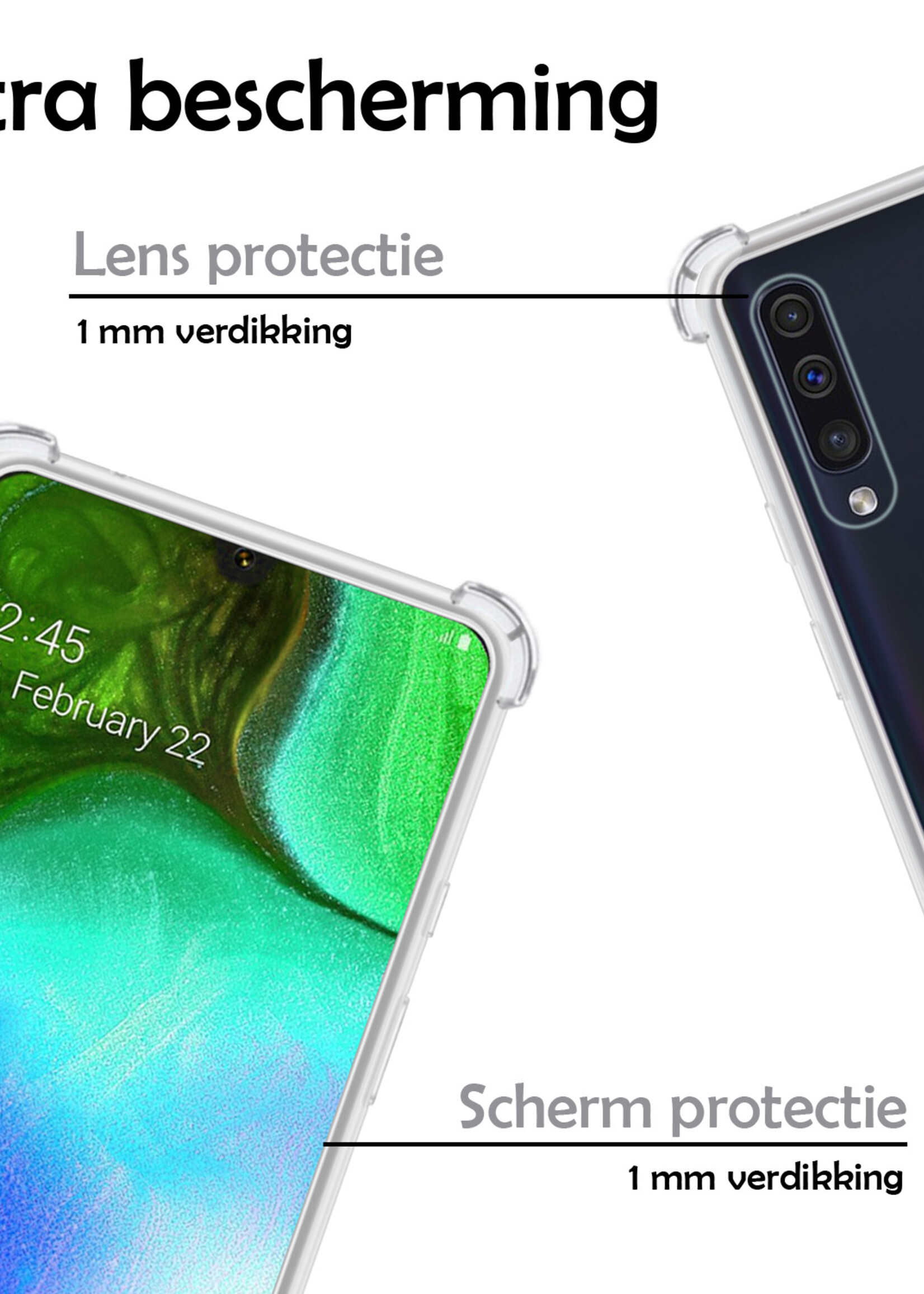 LUQ Hoesje Geschikt voor Samsung A50/A50s Hoesje Case Pashouder Cover Siliconen - Hoes Geschikt voor Samsung Galaxy A50/A50s Hoesje Met Kaarthouder - Transparant - 2 Stuks