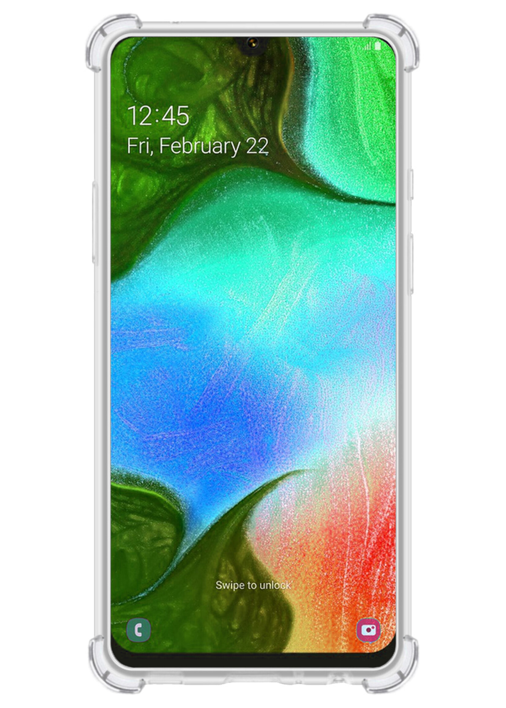 LUQ Hoesje Geschikt voor Samsung A50/A50s Hoesje Case Pashouder Cover Siliconen - Hoes Geschikt voor Samsung Galaxy A50/A50s Hoesje Met Kaarthouder - Transparant - 2 Stuks