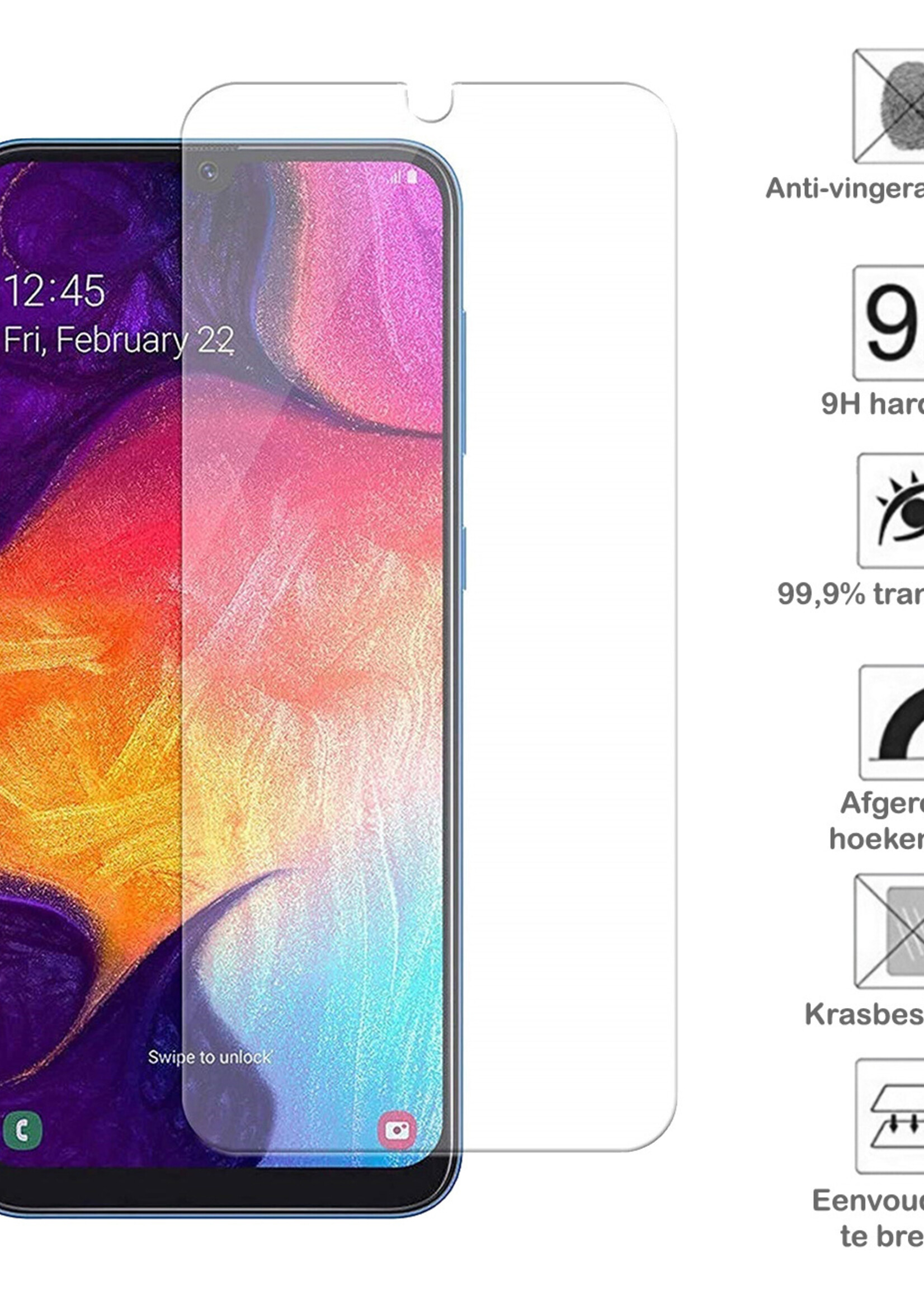 LUQ Hoesje Geschikt voor Samsung A50/A50s Hoesje Case Pashouder Cover Siliconen Met Screenprotector - Hoes Geschikt voor Samsung Galaxy A50/A50s Hoesje Met Kaarthouder- Transparant