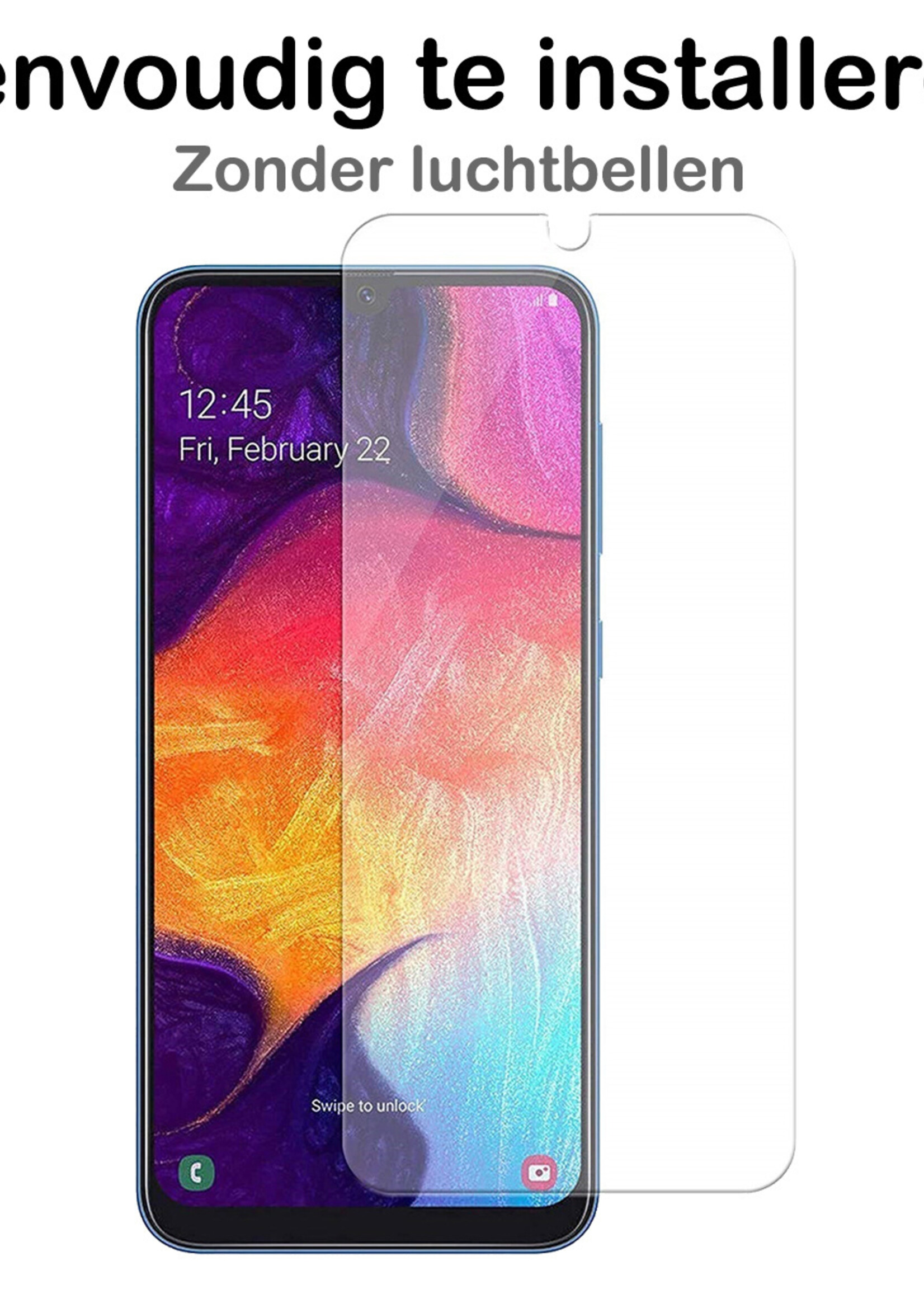 LUQ Hoesje Geschikt voor Samsung A50/A50s Hoesje Case Pashouder Cover Siliconen Met 2x Screenprotector - Hoes Geschikt voor Samsung Galaxy A50/A50s Hoesje Met Kaarthouder- Transparant