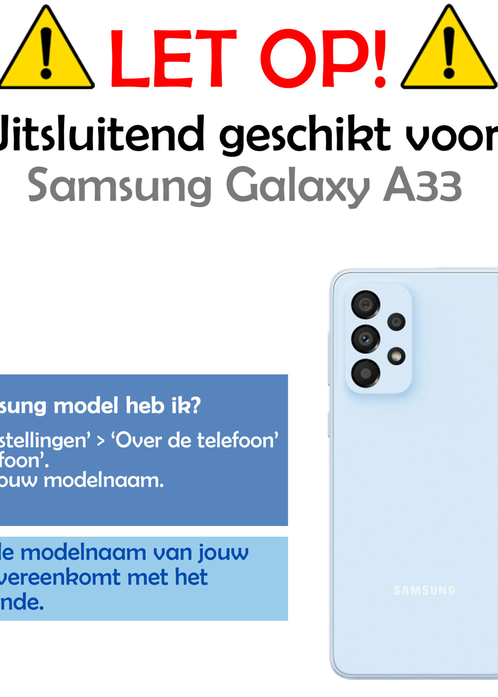Hoesje Geschikt voor Samsung A33 Hoesje Case Pashouder Cover Siliconen Met Screenprotector - Hoes Geschikt voor Samsung Galaxy A33 Hoesje Met Kaarthouder- Transparant