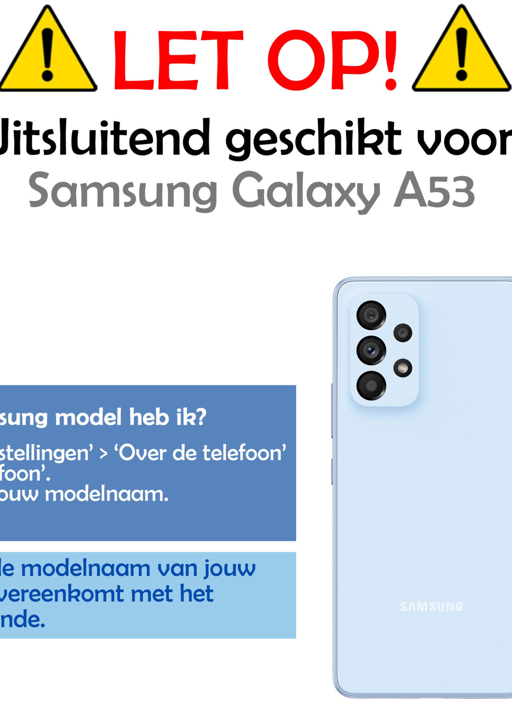 Hoesje Geschikt voor Samsung A53 Hoesje Case Pashouder Cover Siliconen - Hoes Geschikt voor Samsung Galaxy A53 Hoesje Met Kaarthouder - Transparant - 2 Stuks