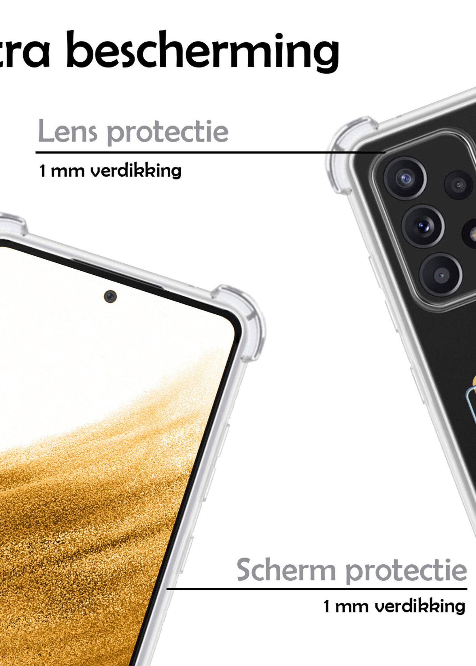 Hoesje Geschikt voor Samsung A53 Hoesje Case Pashouder Cover Siliconen Met Screenprotector - Hoes Geschikt voor Samsung Galaxy A53 Hoesje Met Kaarthouder- Transparant