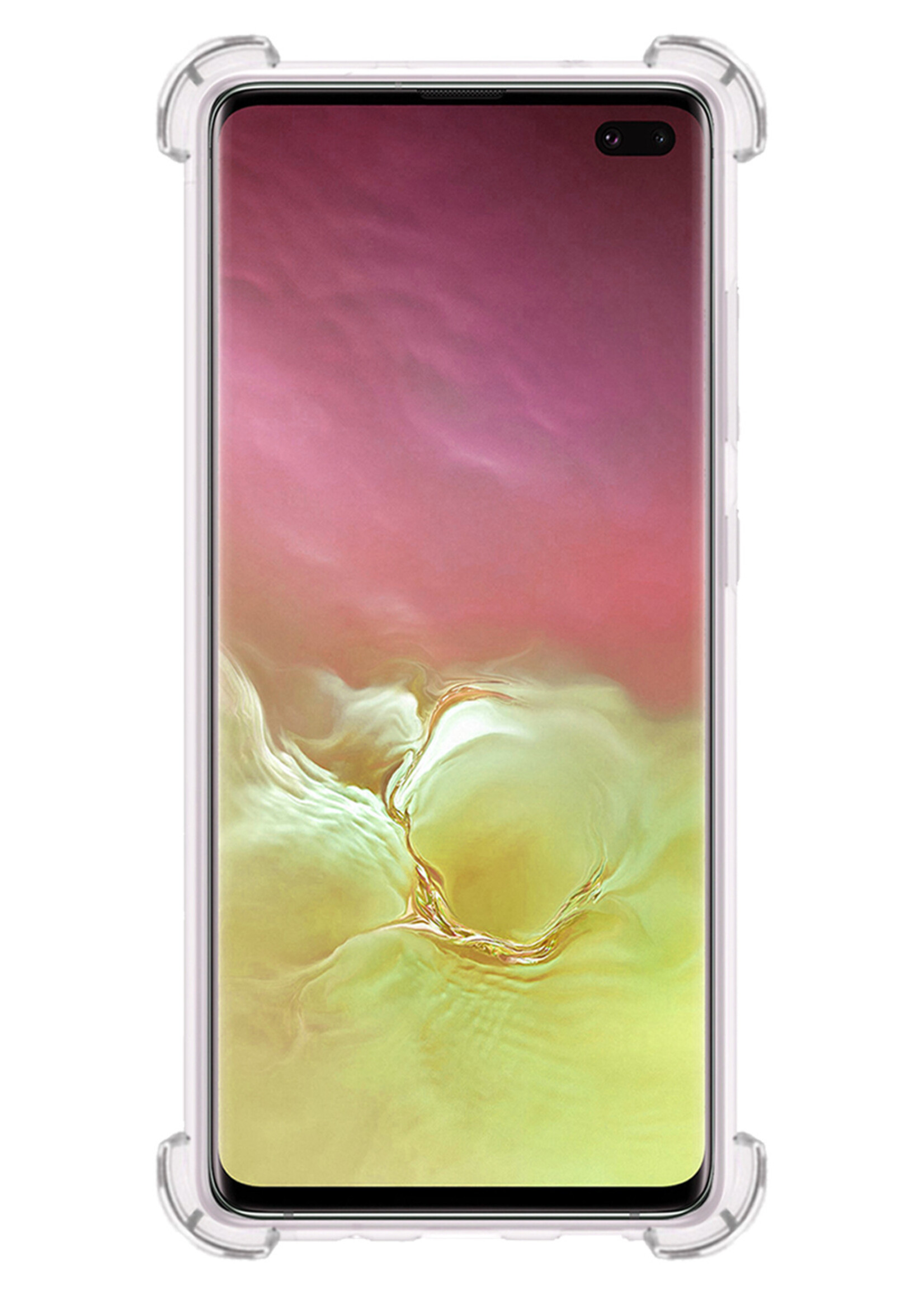 LUQ Hoesje Geschikt voor Samsung S10 Hoesje Case Pashouder Cover Siliconen - Hoes Geschikt voor Samsung Galaxy S10 Hoesje Met Kaarthouder - Transparant - 2 Stuks