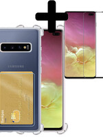 LUQ LUQ Samsung Galaxy S10+ Hoesje Pashouder Met Screenprotector