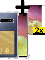 LUQ LUQ Samsung Galaxy S10+ Hoesje Pashouder Met 2x Screenprotector