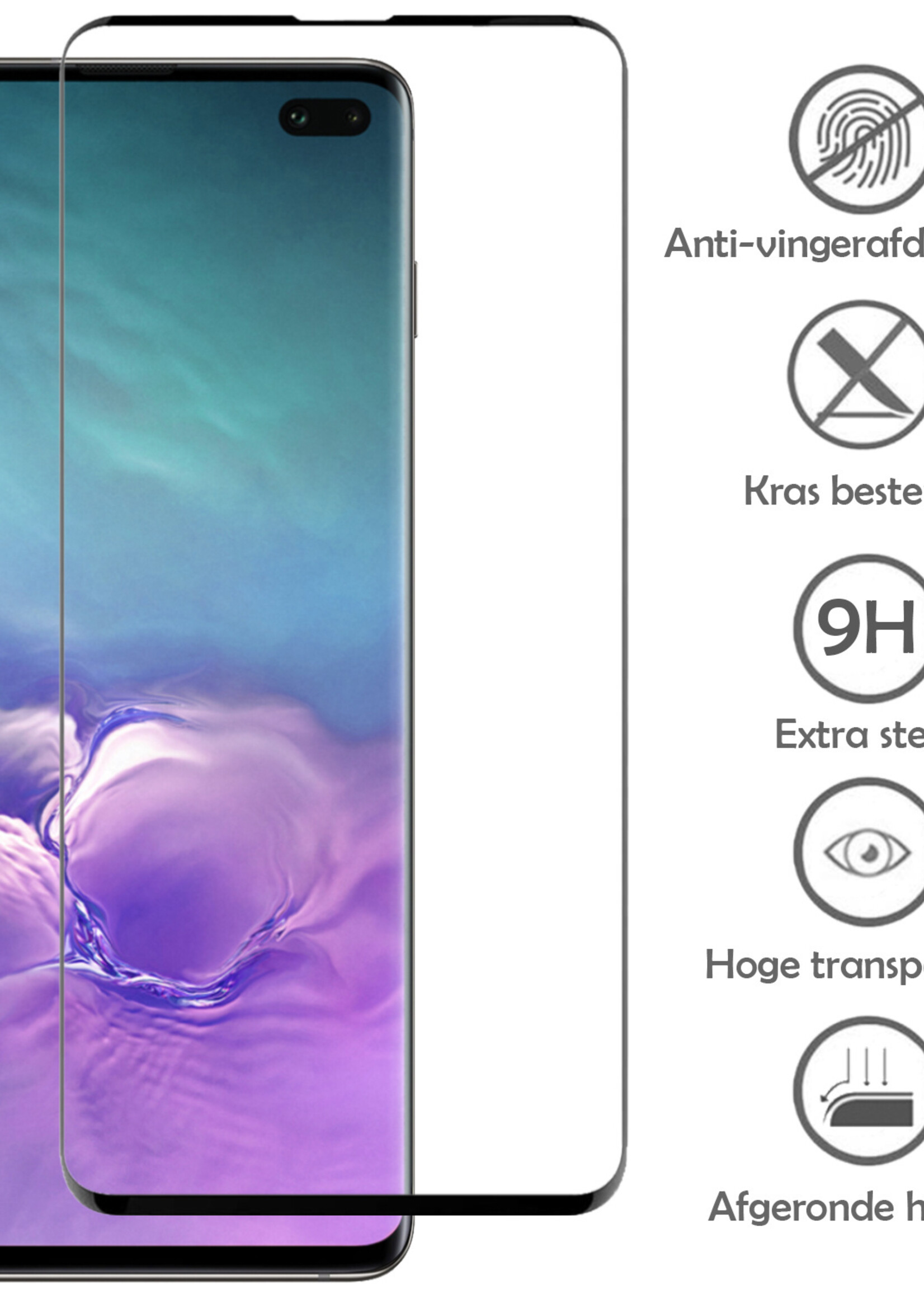 LUQ Hoesje Geschikt voor Samsung S10 Plus Hoesje Case Pashouder Cover Siliconen Met 2x Screenprotector - Hoes Geschikt voor Samsung Galaxy S10 Plus Hoesje Met Kaarthouder- Transparant