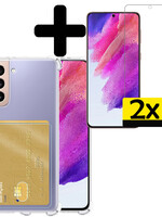 LUQ Samsung Galaxy S21FE Hoesje Pashouder Met 2x Screenprotector