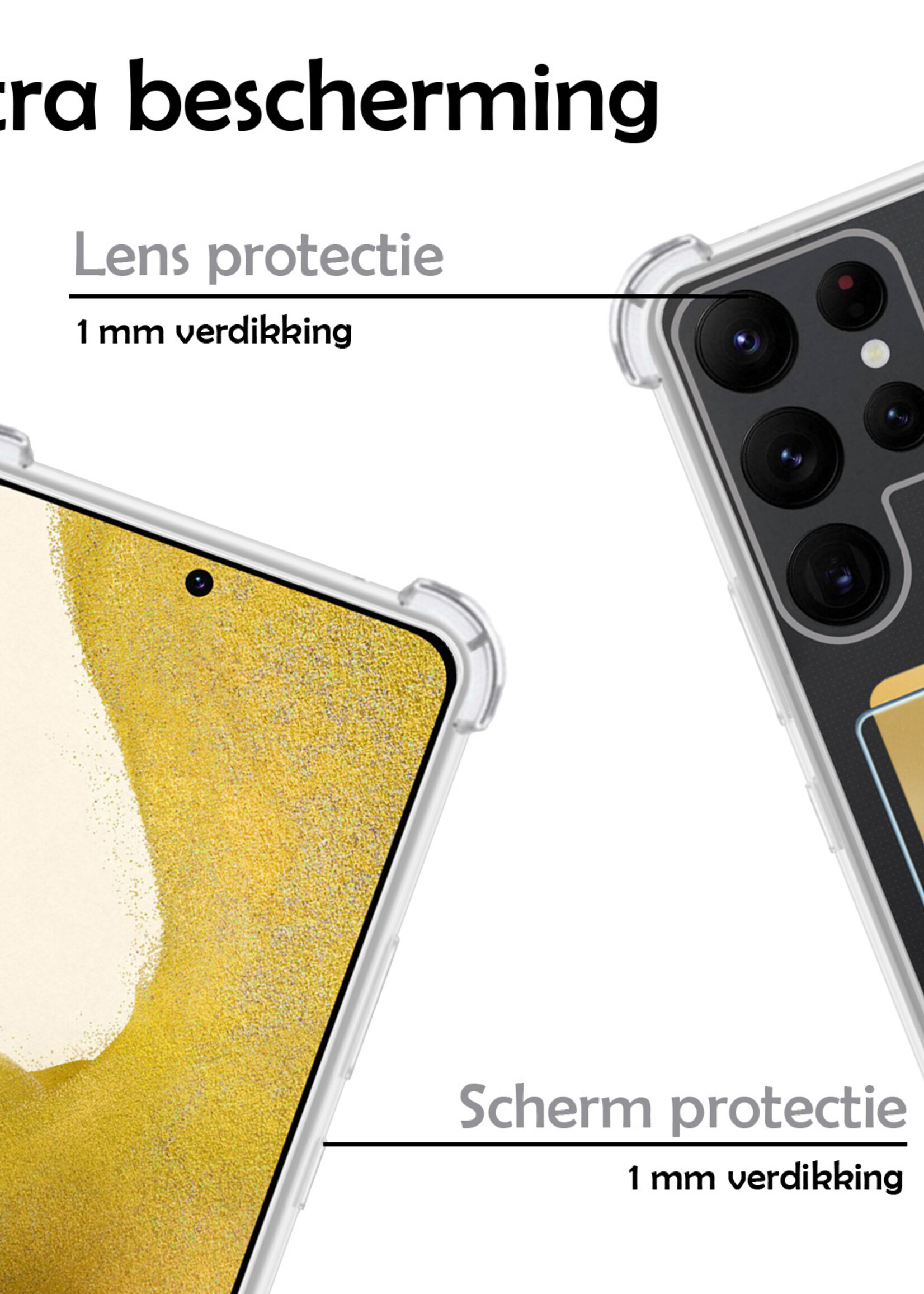 LUQ Hoesje Geschikt voor Samsung S22 Ultra Hoesje Case Pashouder Cover Siliconen - Hoes Geschikt voor Samsung Galaxy S22 Ultra Hoesje Met Kaarthouder - Transparant