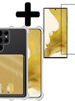 LUQ LUQ Samsung Galaxy S22 Ultra Hoesje Pashouder Met Screenprotector