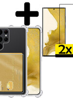 LUQ LUQ Samsung Galaxy S22 Ultra Hoesje Pashouder Met 2x Screenprotector