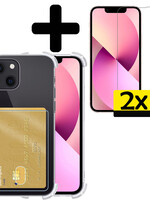 LUQ iPhone 13 Hoesje Pashouder Met 2x Screenprotector