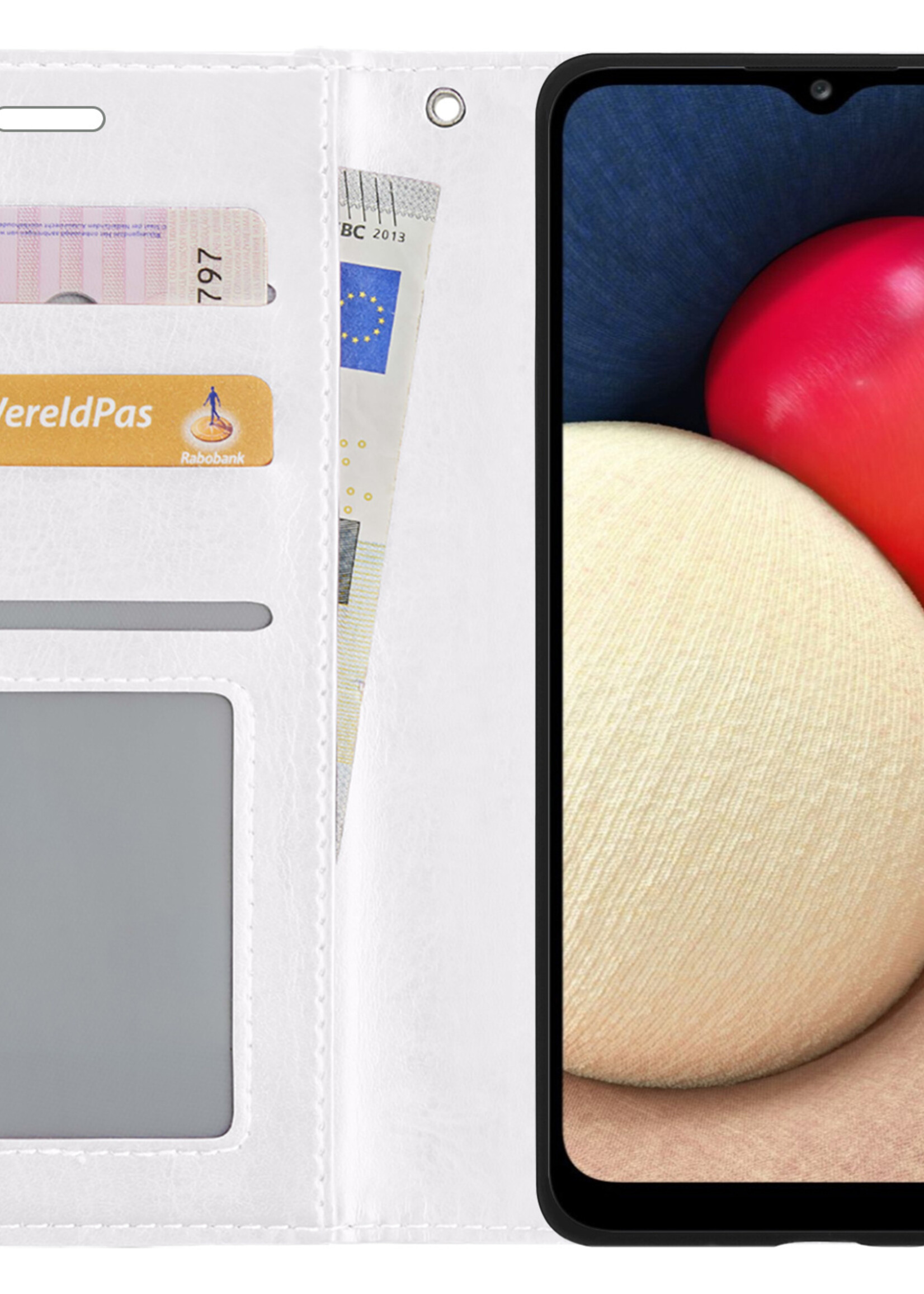 LUQ Hoesje Geschikt voor Samsung A02s Hoesje Book Case Hoes Wallet Cover - Hoes Geschikt voor Samsung Galaxy A02s Hoesje Bookcase Hoes - Wit