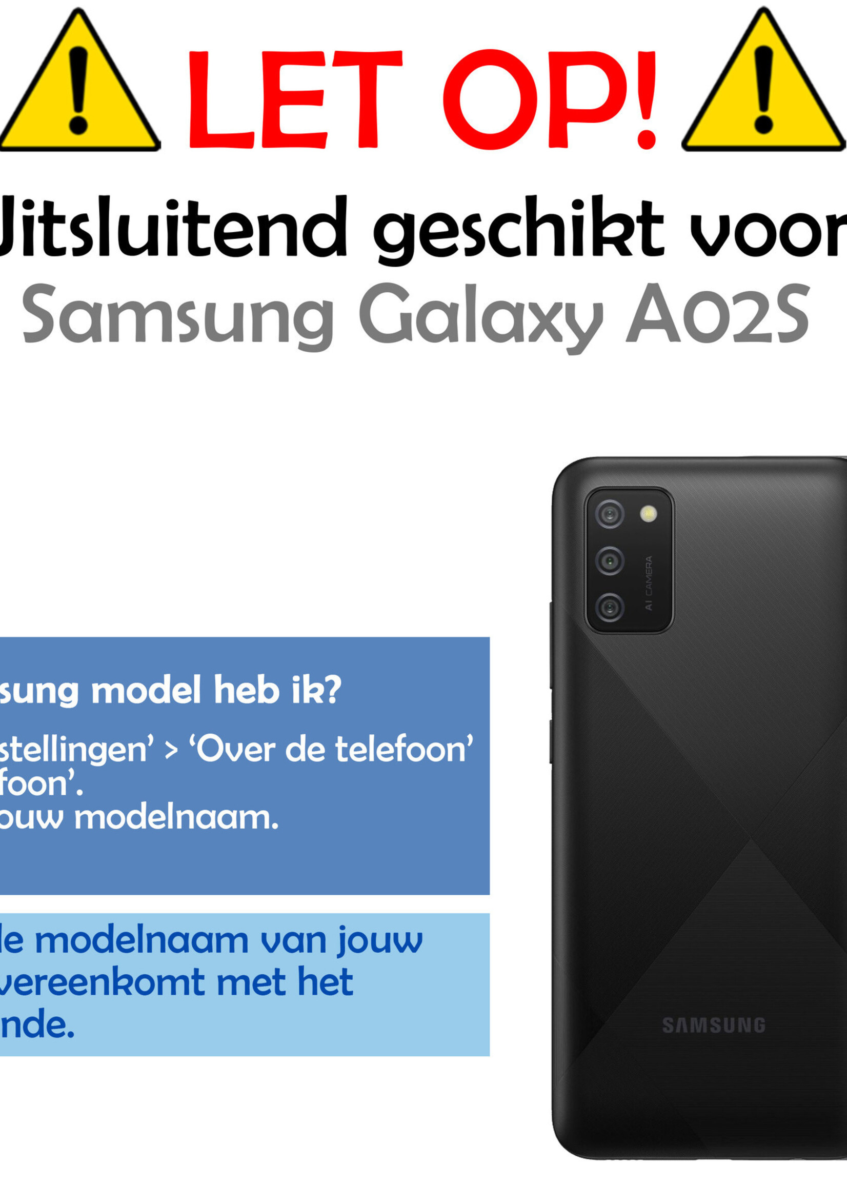LUQ Hoesje Geschikt voor Samsung A02s Hoesje Book Case Hoes Wallet Cover Met Screenprotector - Hoes Geschikt voor Samsung Galaxy A02s Hoesje Bookcase Hoes - Bruin