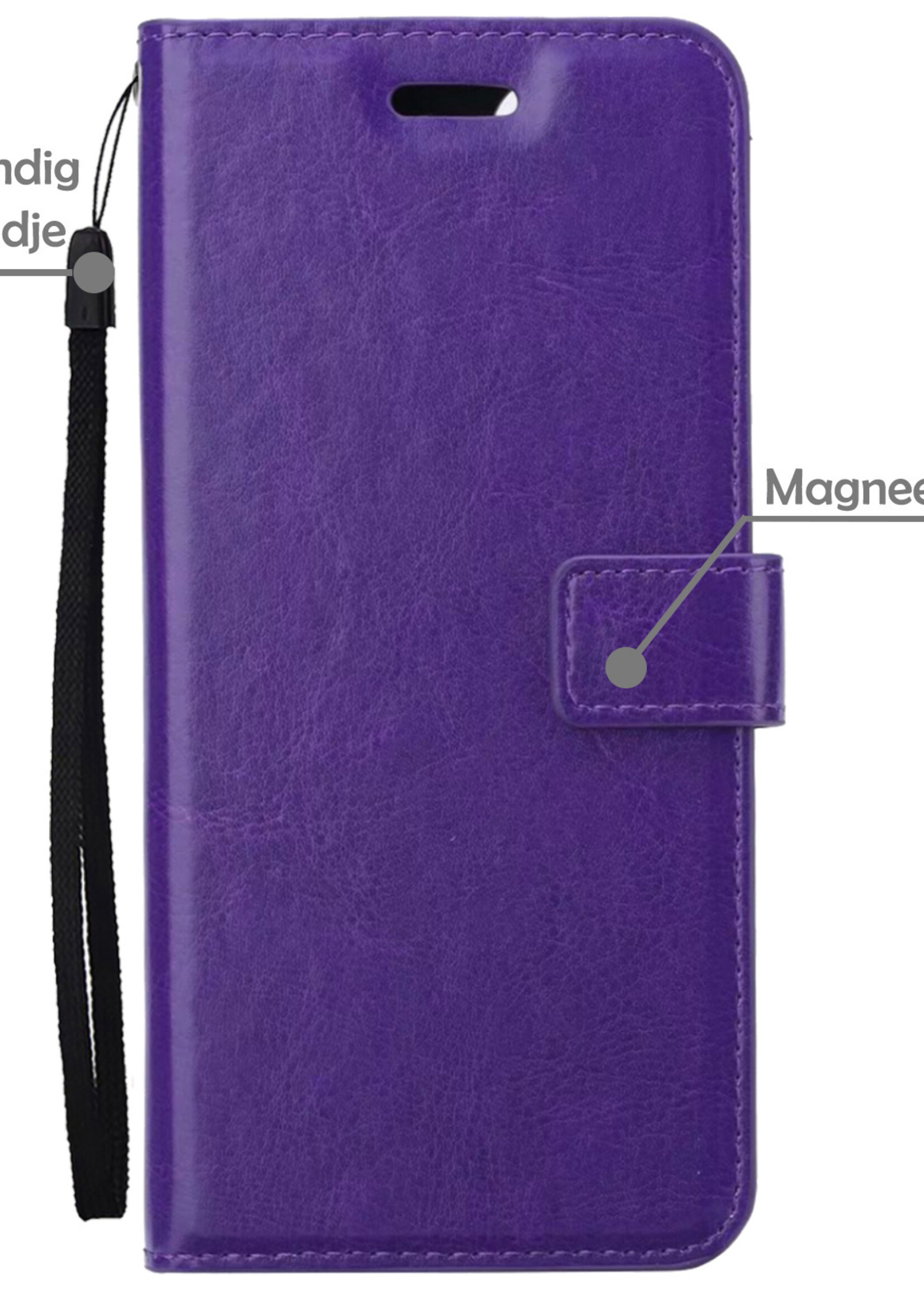 LUQ Hoesje Geschikt voor Samsung A02s Hoesje Book Case Hoes Wallet Cover Met Screenprotector - Hoes Geschikt voor Samsung Galaxy A02s Hoesje Bookcase Hoes - Paars