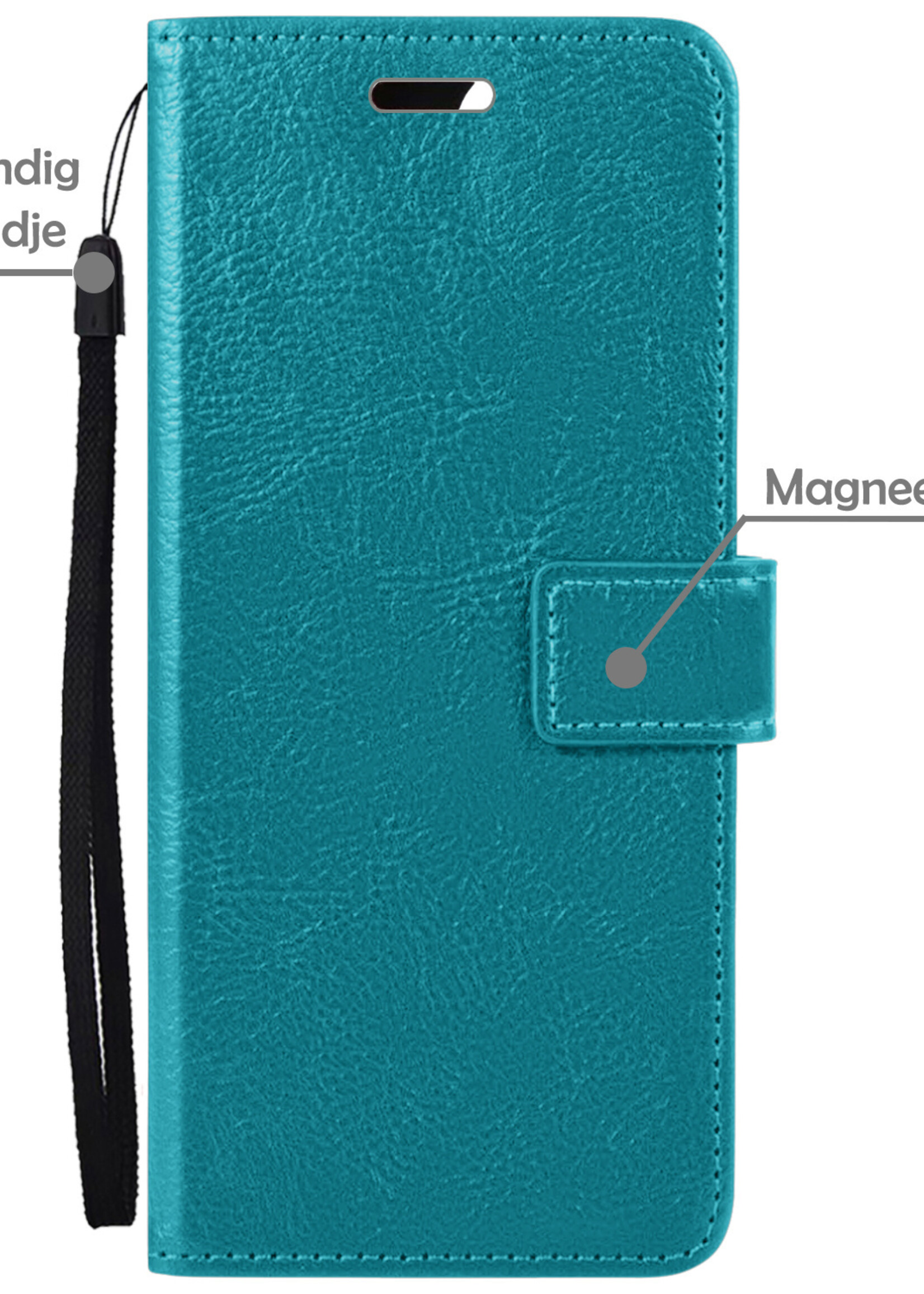 LUQ Hoesje Geschikt voor Samsung A02s Hoesje Book Case Hoes Wallet Cover Met Screenprotector - Hoes Geschikt voor Samsung Galaxy A02s Hoesje Bookcase Hoes - Turquoise