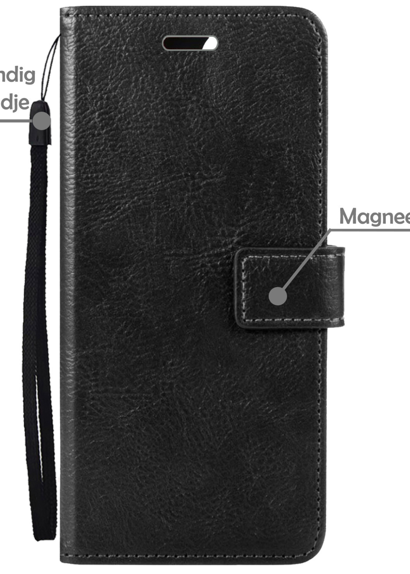 LUQ Hoesje Geschikt voor Samsung A02s Hoesje Book Case Hoes Wallet Cover Met Screenprotector - Hoes Geschikt voor Samsung Galaxy A02s Hoesje Bookcase Hoes - Zwart
