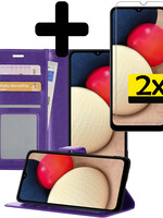 LUQ LUQ Samsung Galaxy A02s Hoesje Bookcase Paars Met 2x Screenprotector