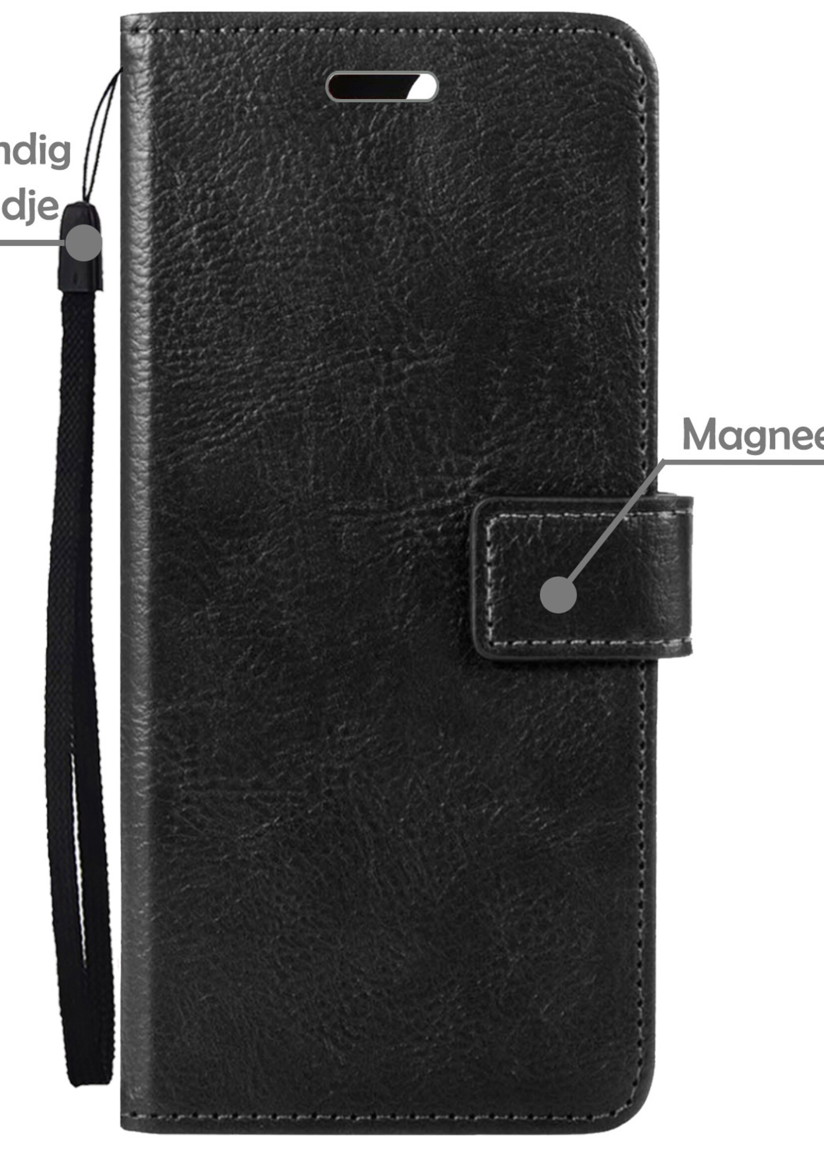 LUQ Hoesje Geschikt voor Samsung A02s Hoesje Book Case Hoes Wallet Cover Met 2x Screenprotector - Hoes Geschikt voor Samsung Galaxy A02s Hoesje Bookcase Hoes - Zwart