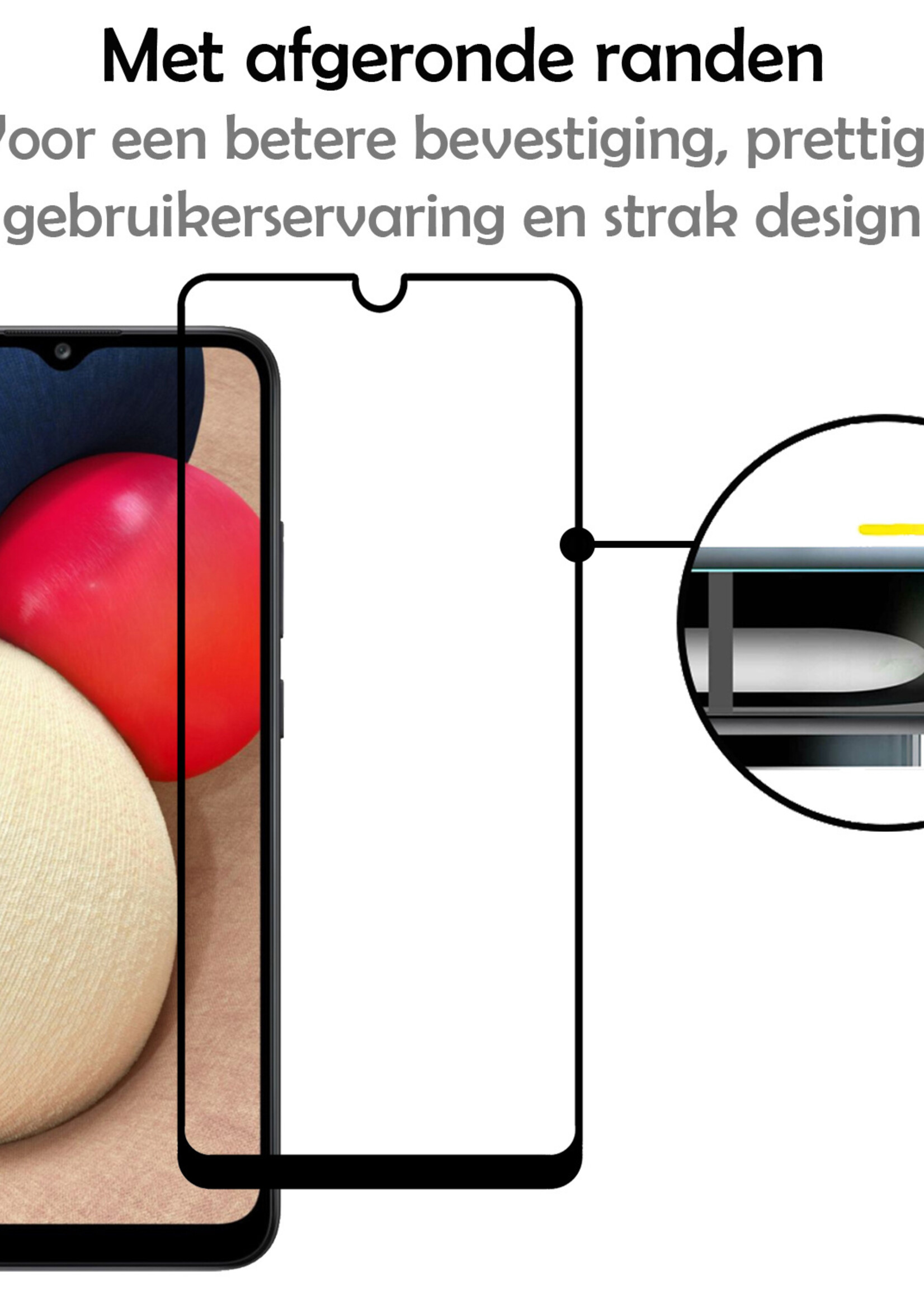LUQ Screenprotector Geschikt voor Samsung A03s Screenprotector Glas Full Cover - Screenprotector Geschikt voor Samsung Galaxy A03s Screenprotector Full Cover