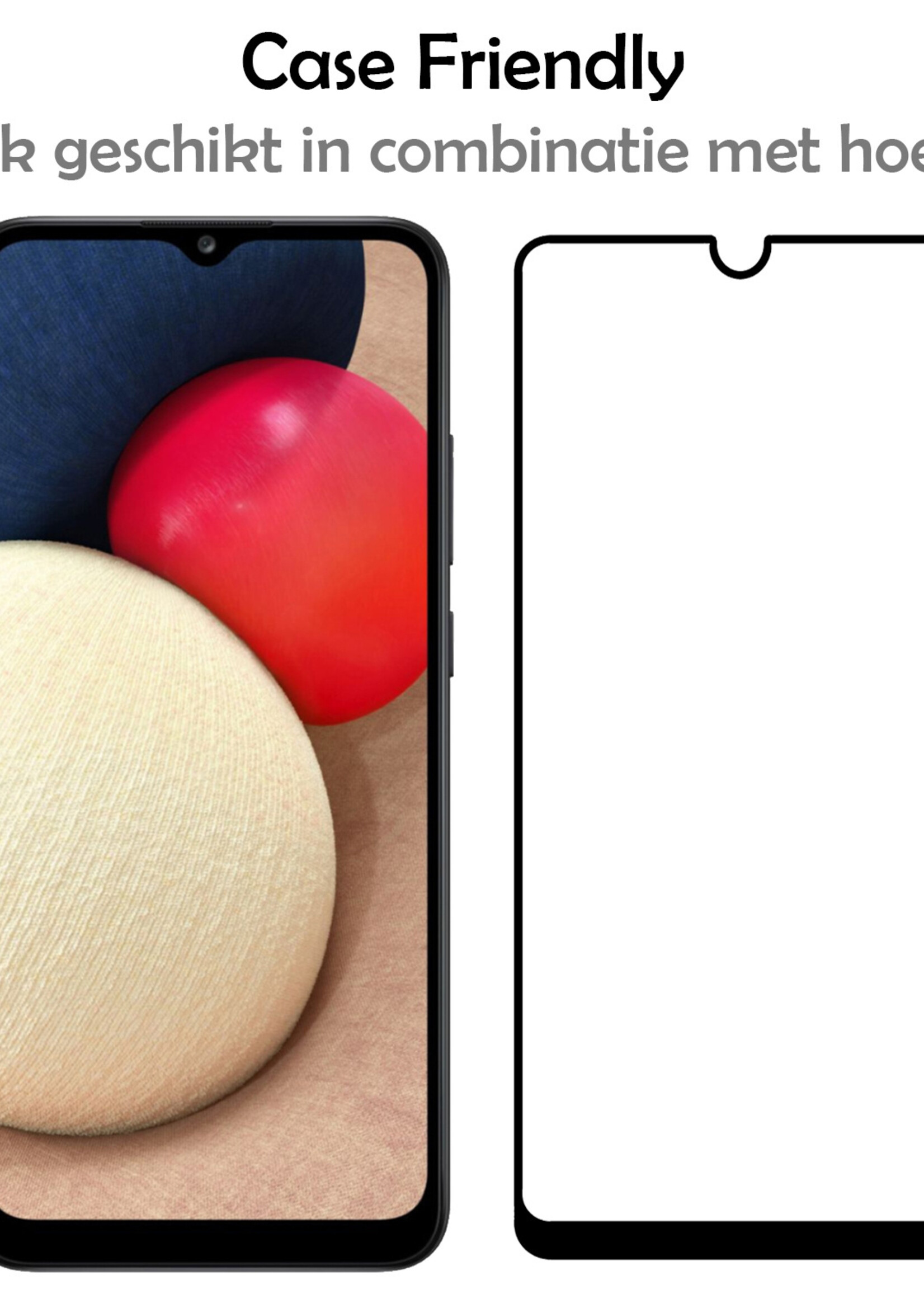 LUQ Screenprotector Geschikt voor Samsung A03s Screenprotector Glas Full Cover - Screenprotector Geschikt voor Samsung Galaxy A03s Screenprotector Full Cover
